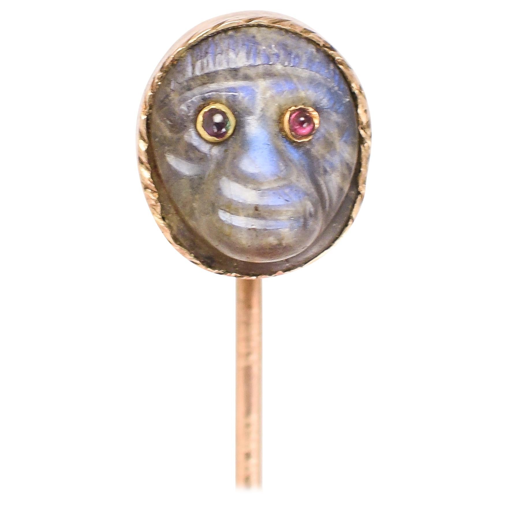 Georgian Labradorite Monkey Head Stick Pin