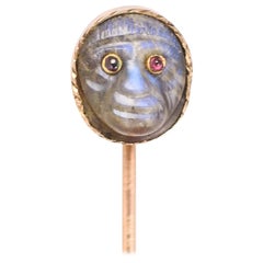 Antique Georgian Labradorite Monkey Head Stick Pin