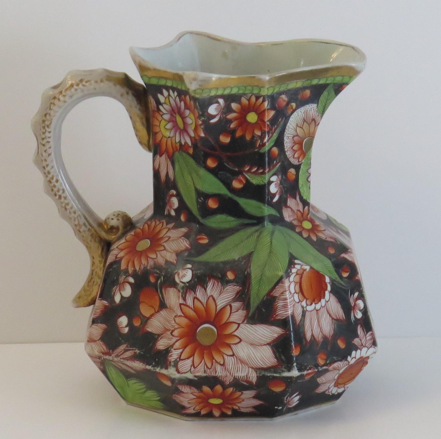 Georgian Large Mason's Ironstone Jug or Pitcher in rare Butterfly Ptn, Ca 1815 1
