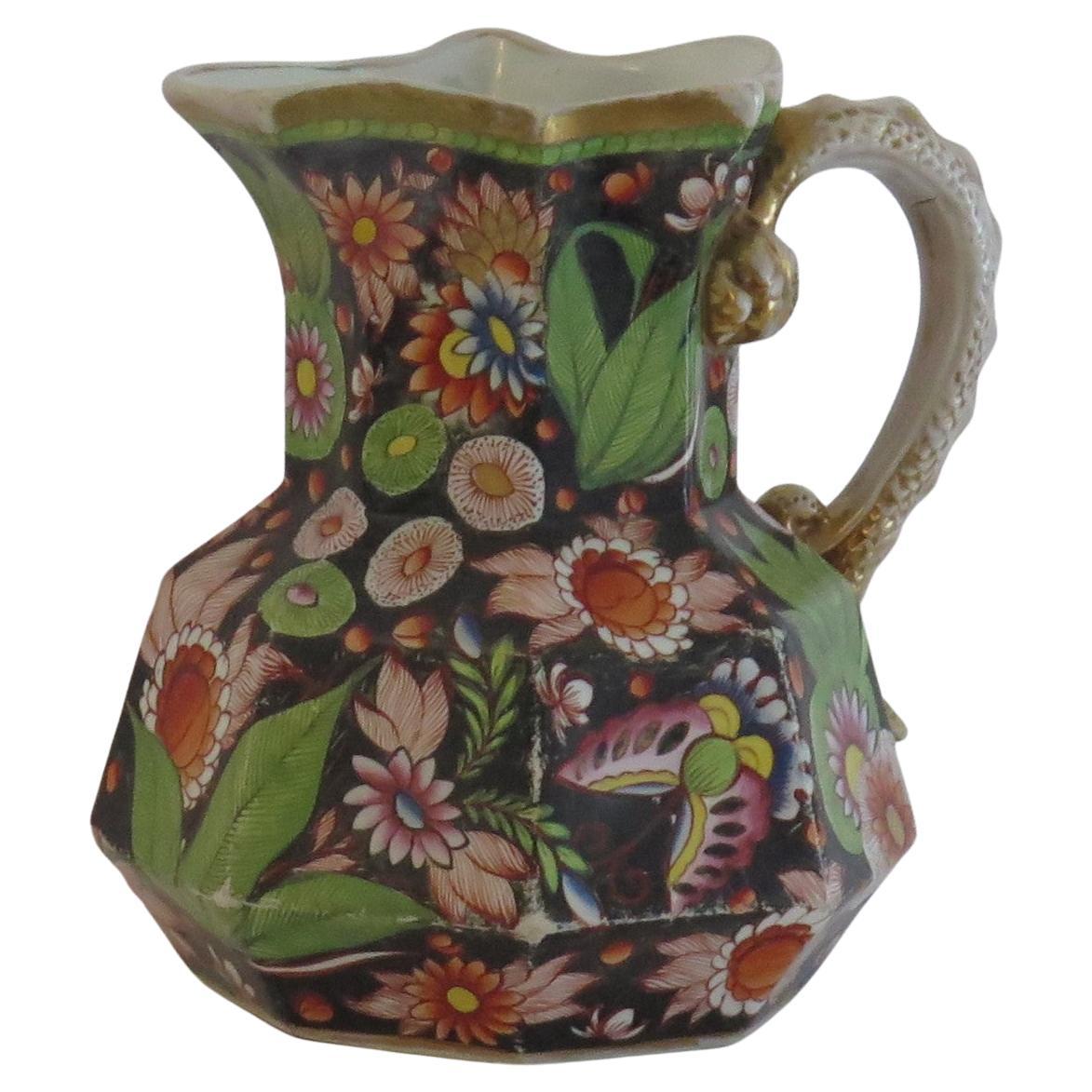 Georgian Large Mason's Ironstone Jug or Pitcher in rare Butterfly Ptn, Ca 1815
