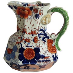 Antique Georgian Large Mason's Jug or Pitcher in Basket Japan Pattern, circa 1820