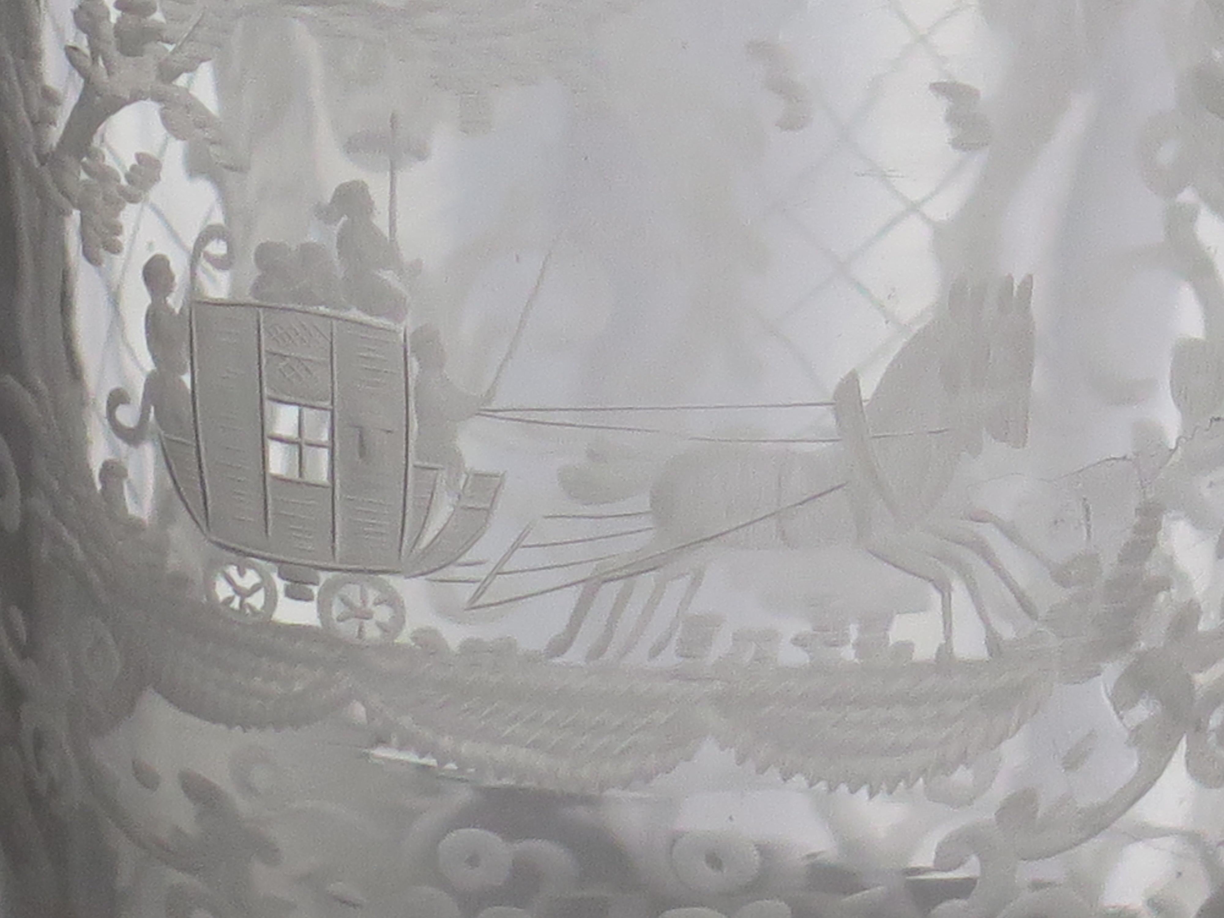 Georgian Lead Glass Tumbler or Beaker Engraved Handblown English, Ca 1800 For Sale 7