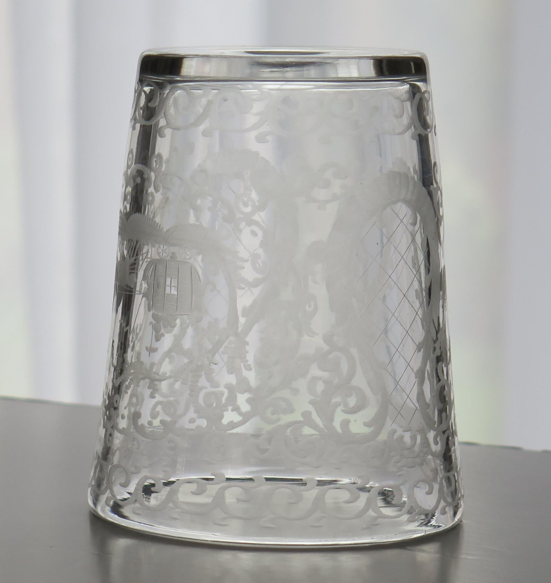 Georgian Lead Glass Tumbler or Beaker Engraved Handblown English, Ca 1800 For Sale 10