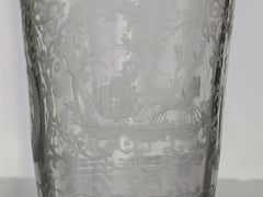 Georgian Lead Glass Tumbler or Beaker Engraved Handblown English, Ca 1800