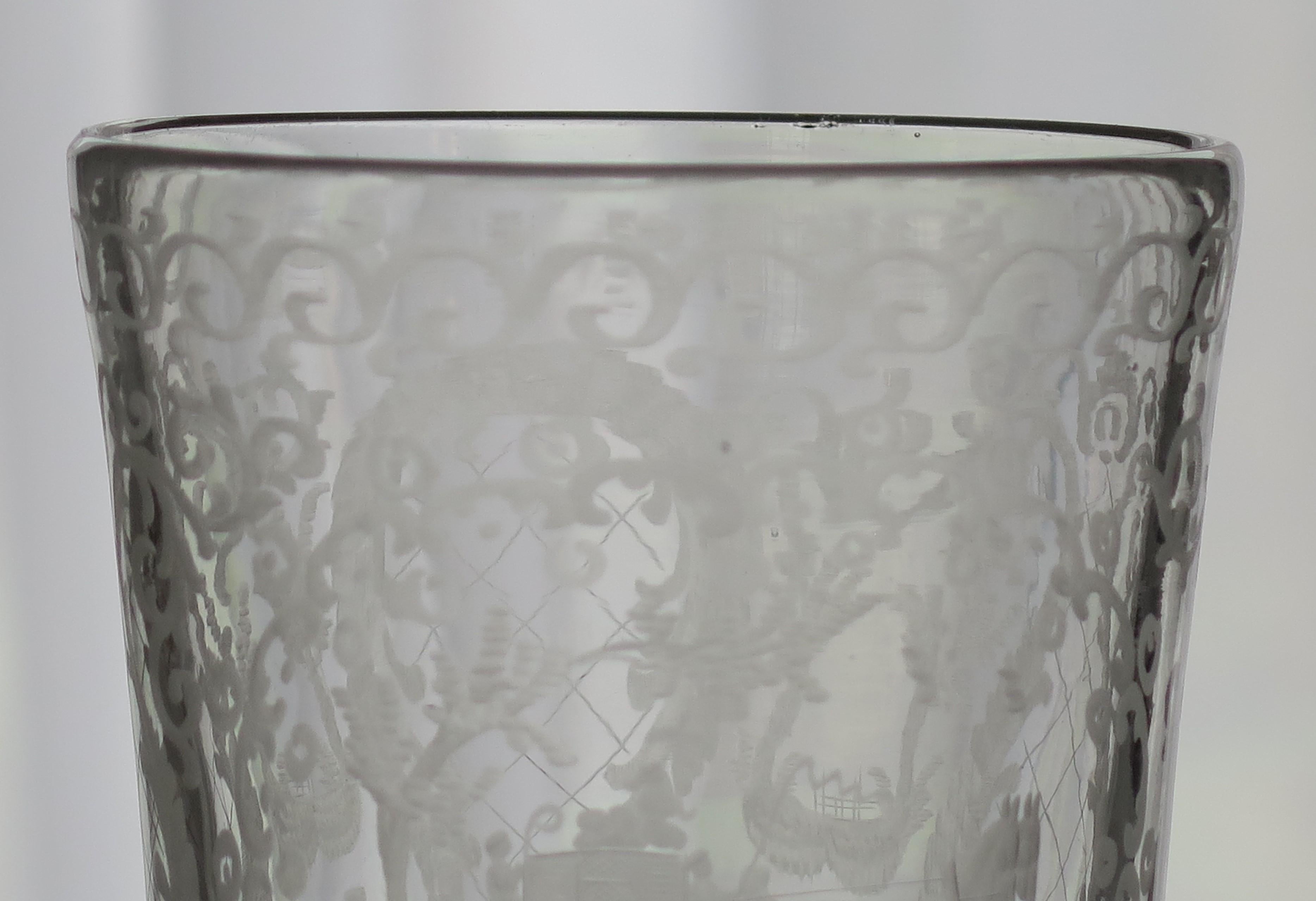 Georgian Lead Glass Tumbler or Beaker Engraved Handblown English, Ca 1800 In Good Condition In Lincoln, Lincolnshire