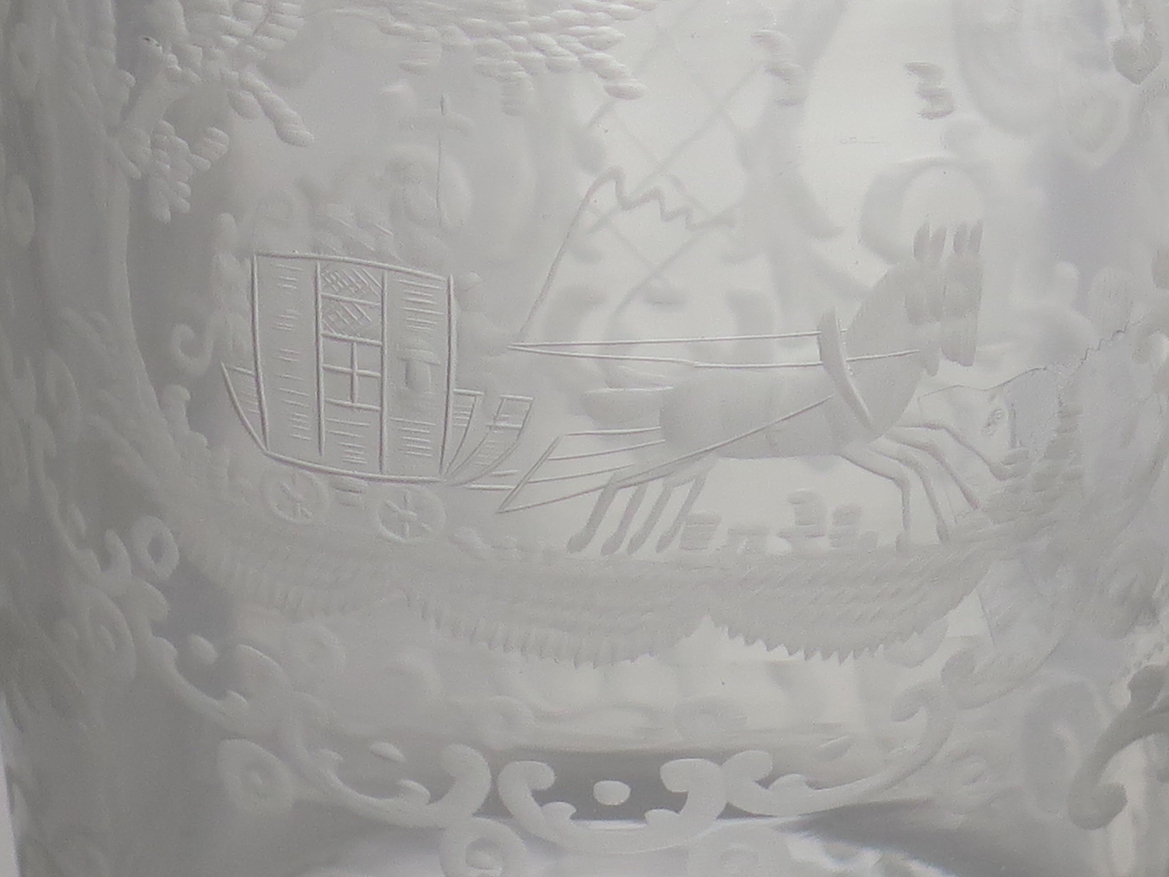19th Century Georgian Lead Glass Tumbler or Beaker Engraved Handblown English, Ca 1800 For Sale