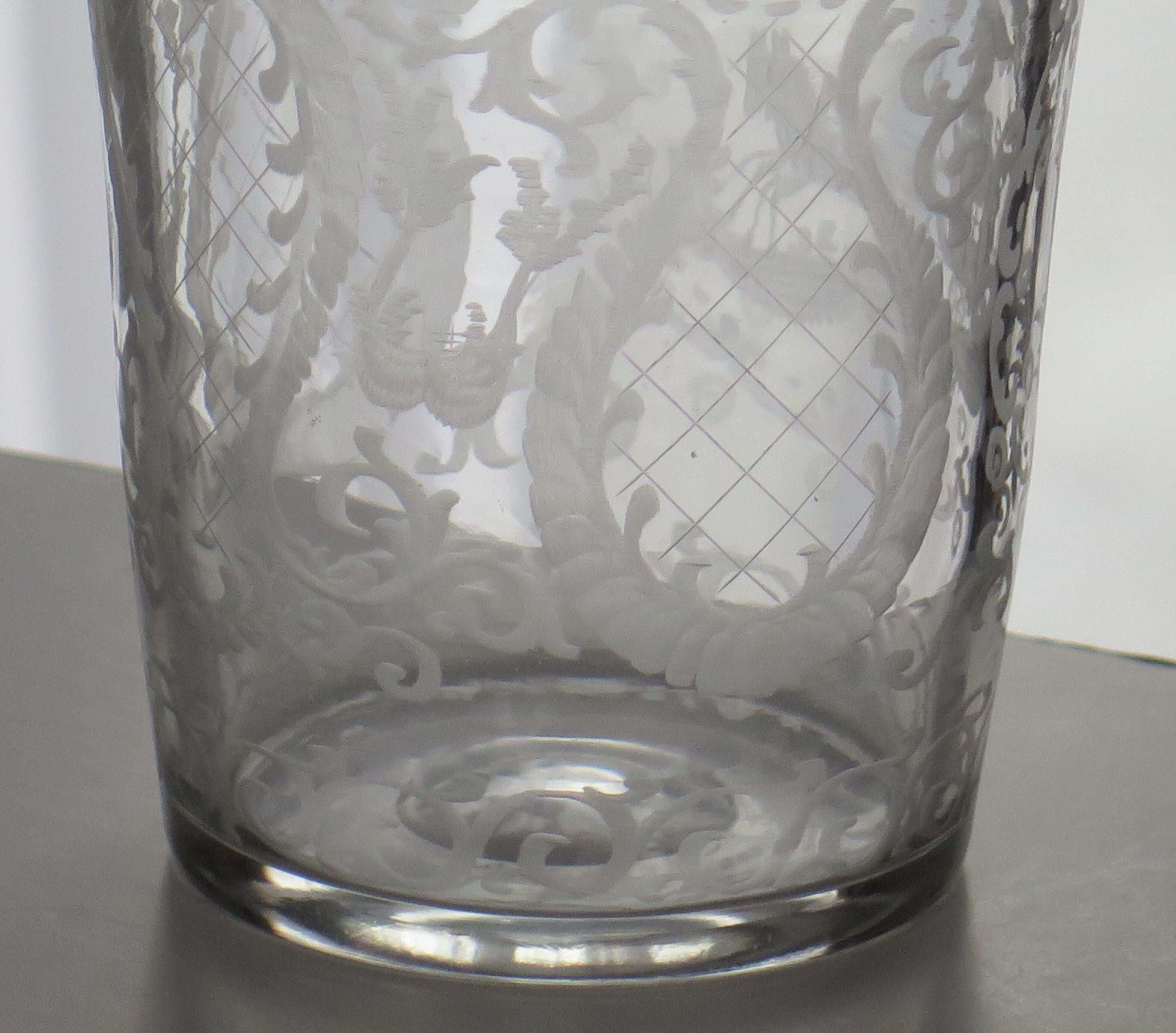 Georgian Lead Glass Tumbler or Beaker Engraved Handblown English, Ca 1800 For Sale 4