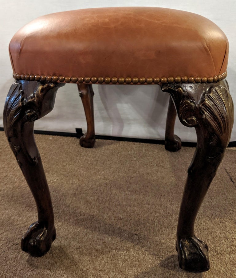Georgian Leather Ball and Claw Foot Stool or Bench at 1stDibs