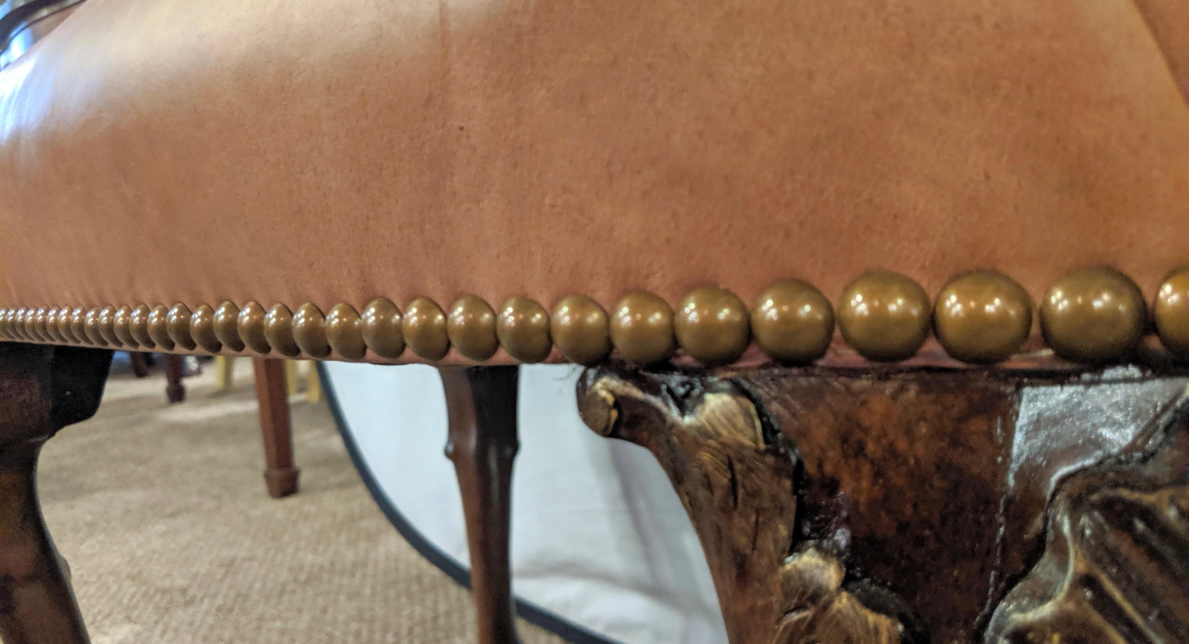 Georgian Leather Ball and Claw Foot Stool or Bench In Good Condition In Stamford, CT