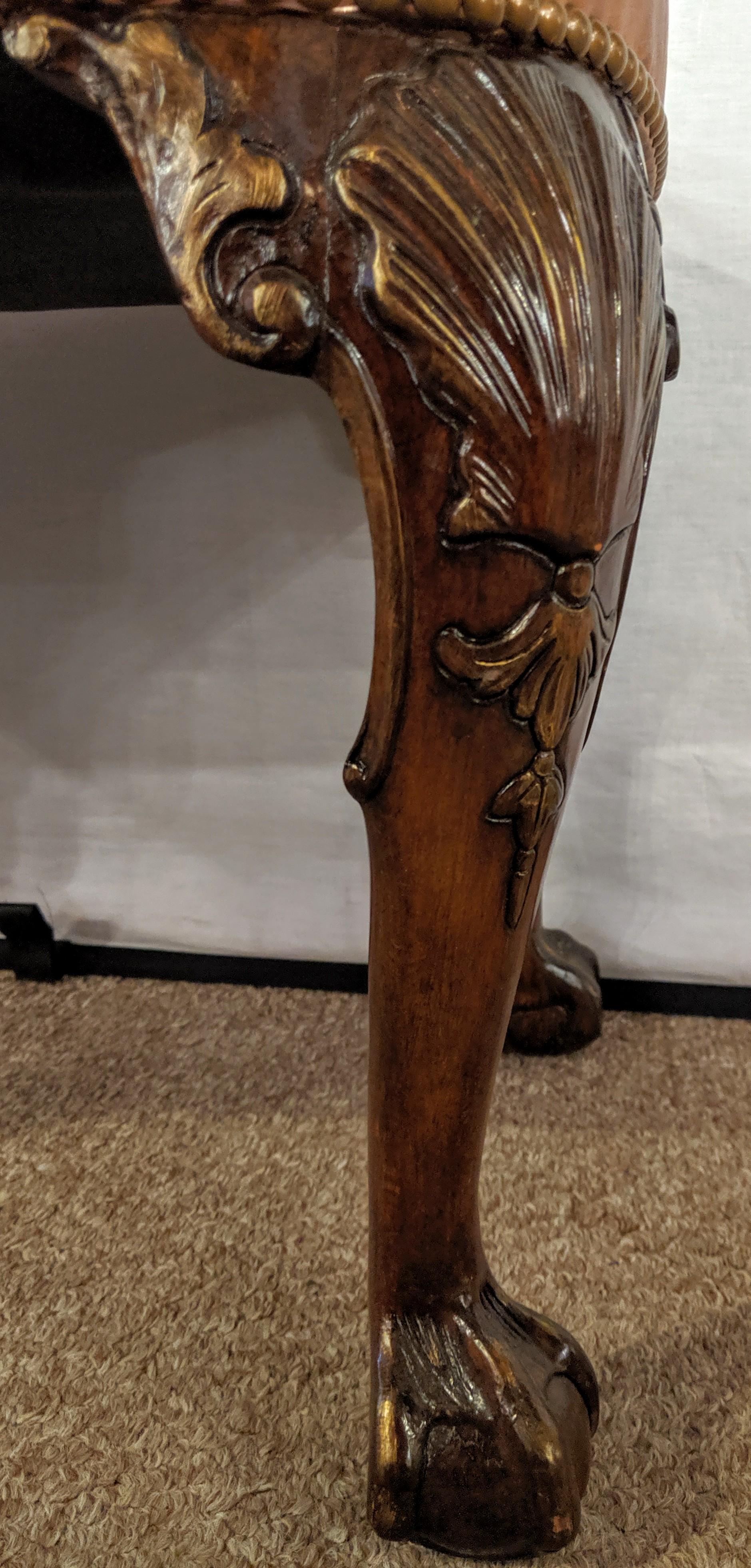 Georgian Leather Ball and Claw Foot Stool or Bench 3