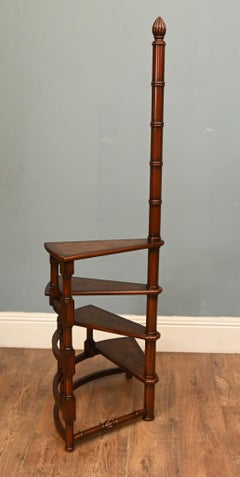 Georgian Library Steps Spiral Ladder Mahogany Revival