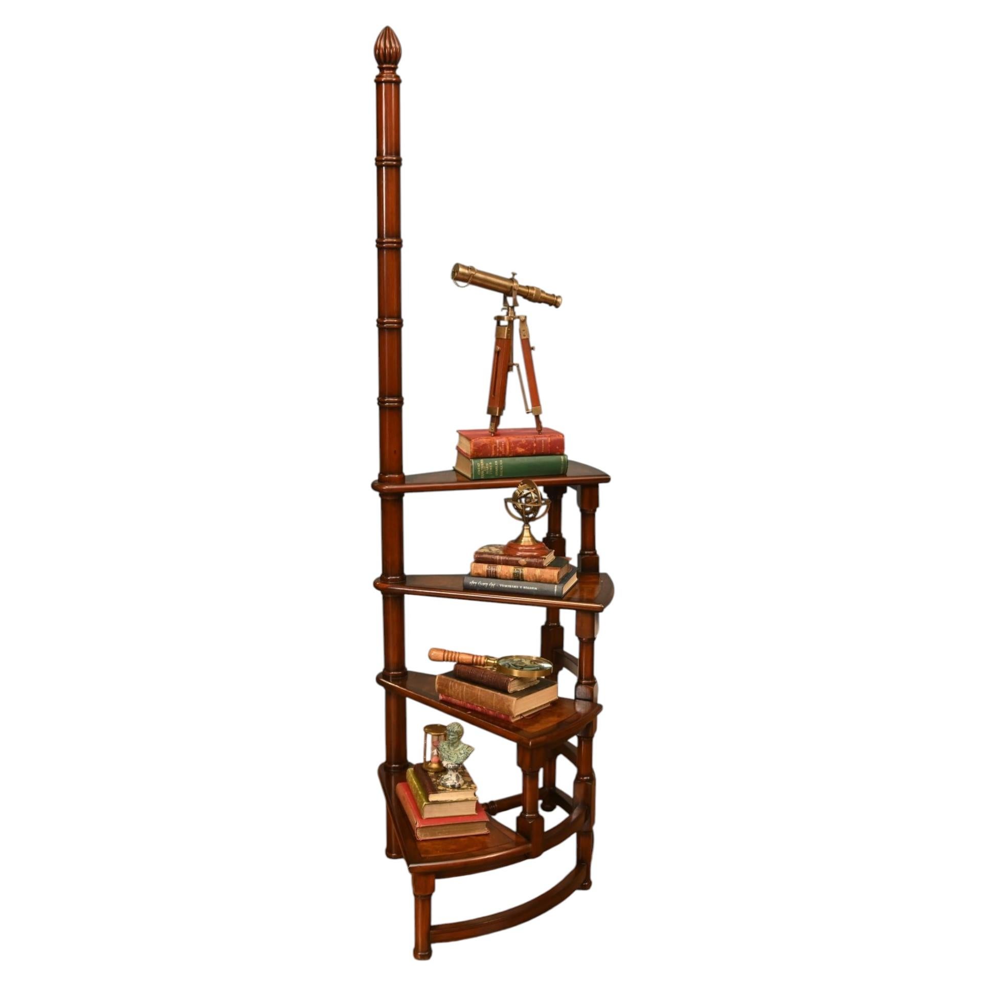 Georgian Library Steps Spiral Ladder Mahogany Revival