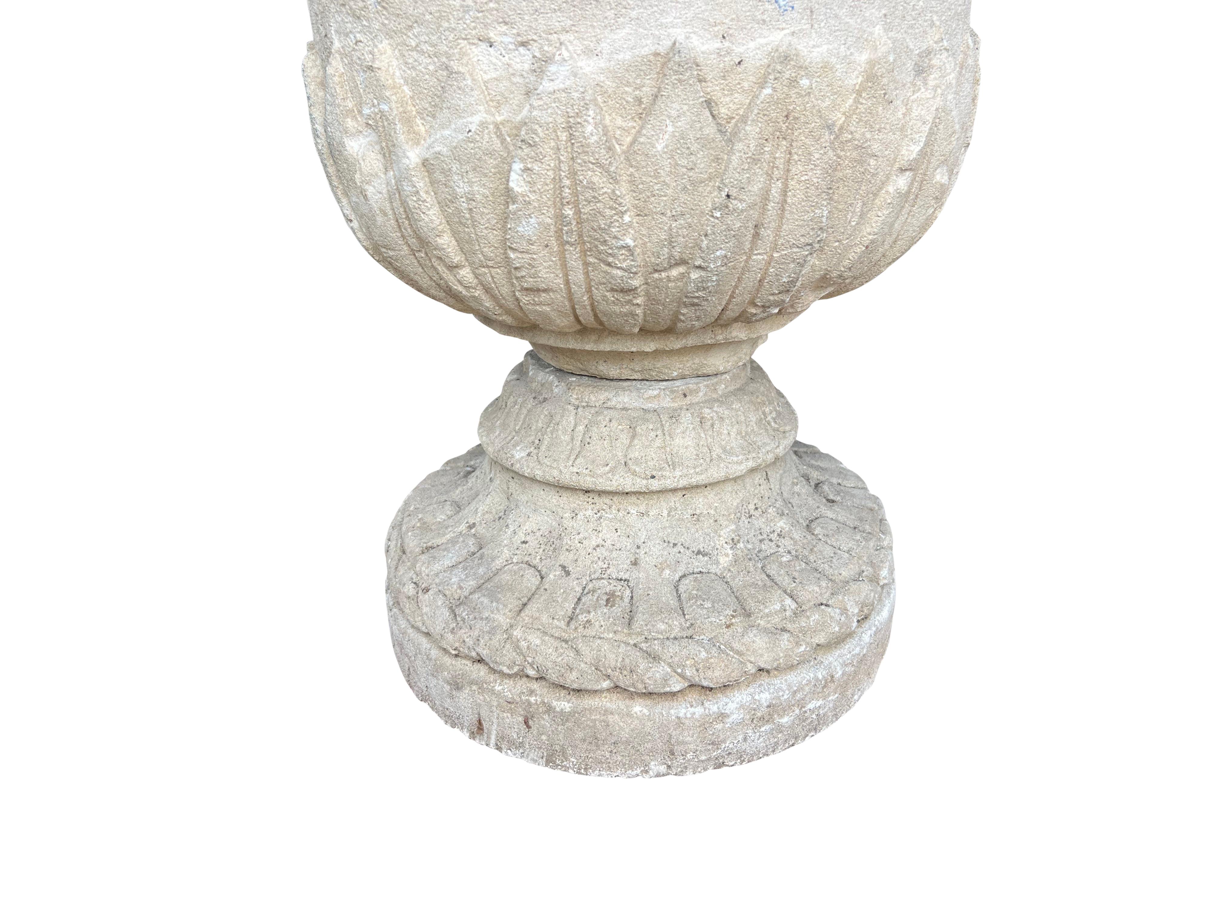 English Georgian Limestone Urn From Wall Hall, Hertfordshire For Sale