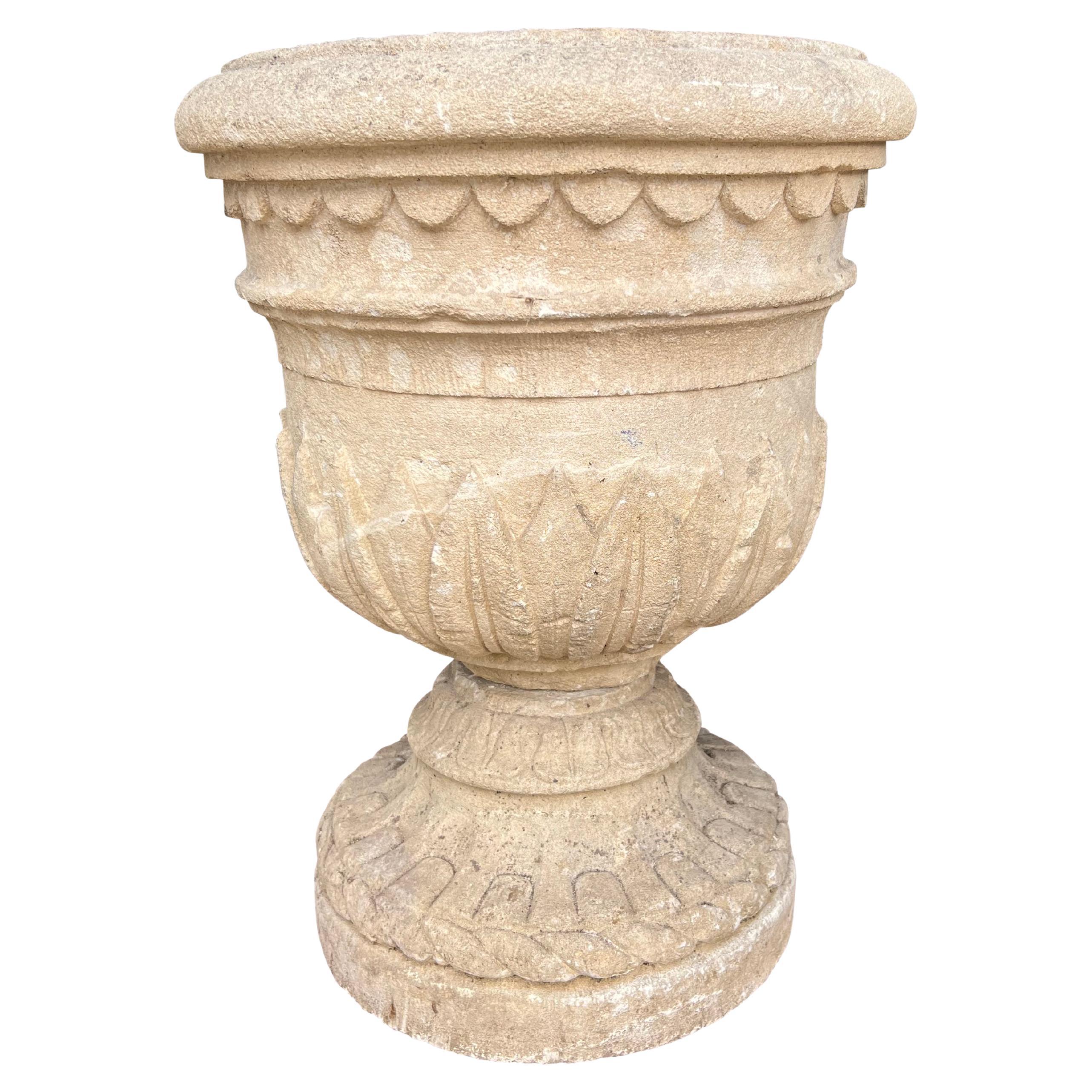 Georgian Limestone Urn From Wall Hall, Hertfordshire For Sale