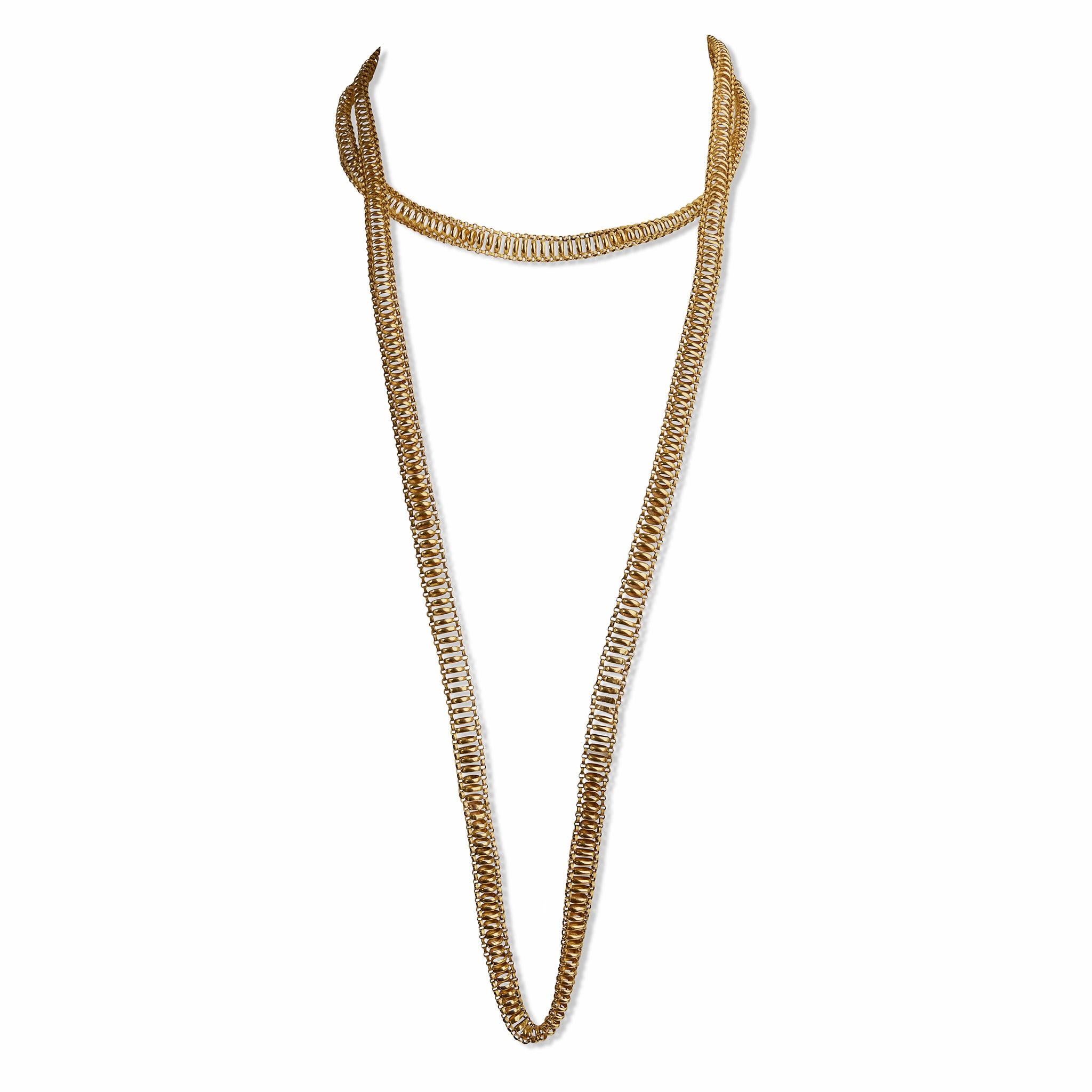 Georgian Long Chain 18K Gold Necklace For Sale 2