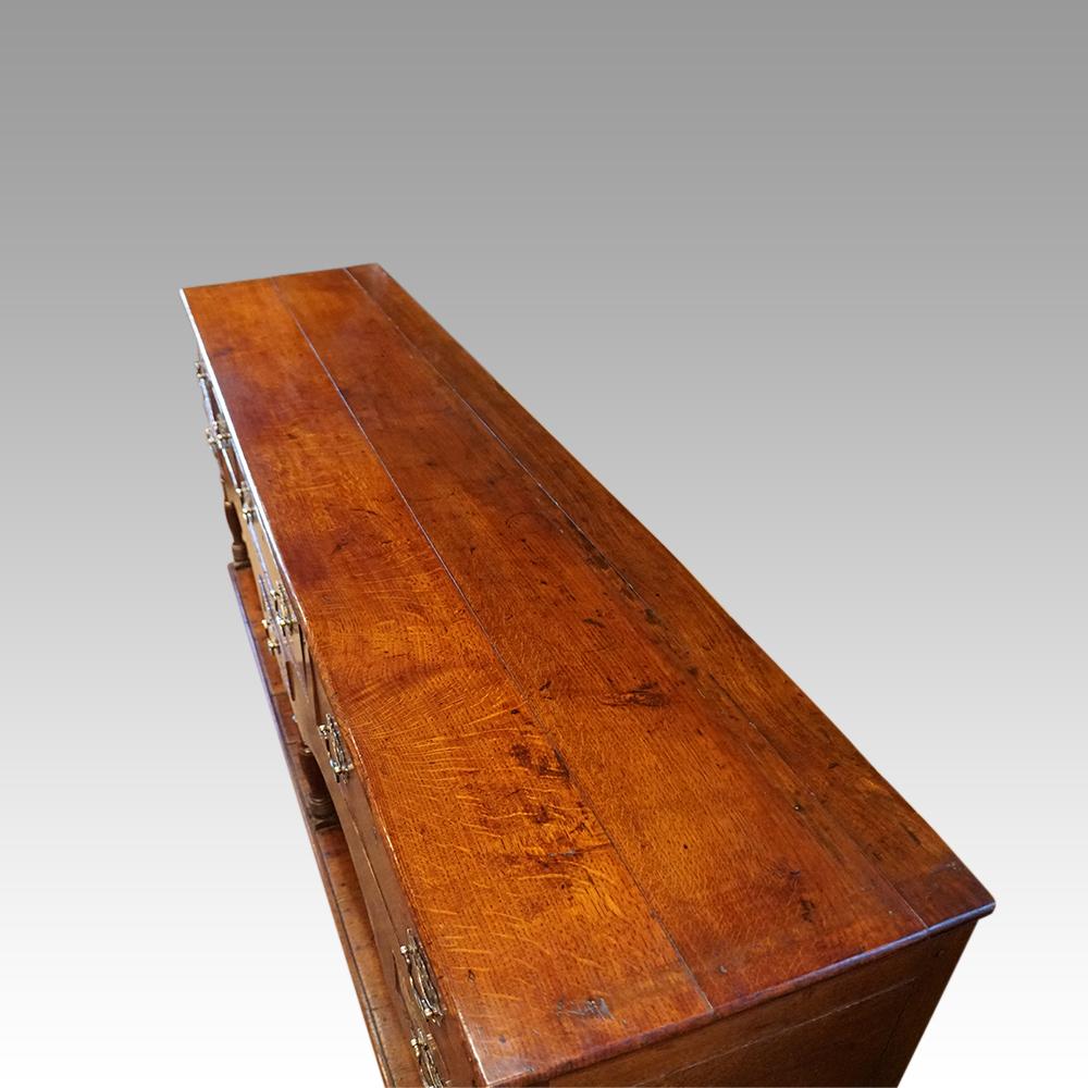 Antique long oak pot board dresser
Here we are delighted to offer you this Antique long oak pot board dresser base.
It is of a rare size 198.5cms (78ins) usually these are in the region of 153cms (60ins)
The dresser base is fitted 3 drawers along