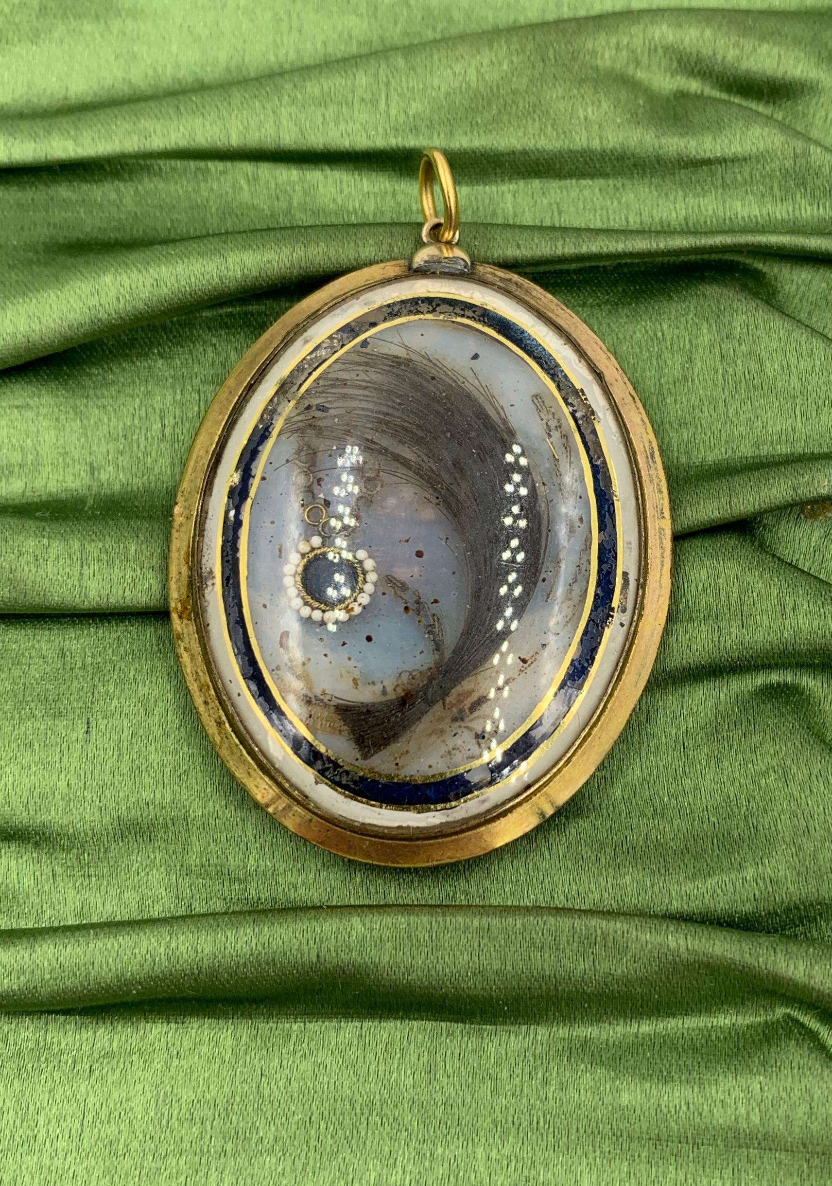 Women's Georgian Love Token Locket Pendant Dove Miniature Pearl Mourning Necklace Rare