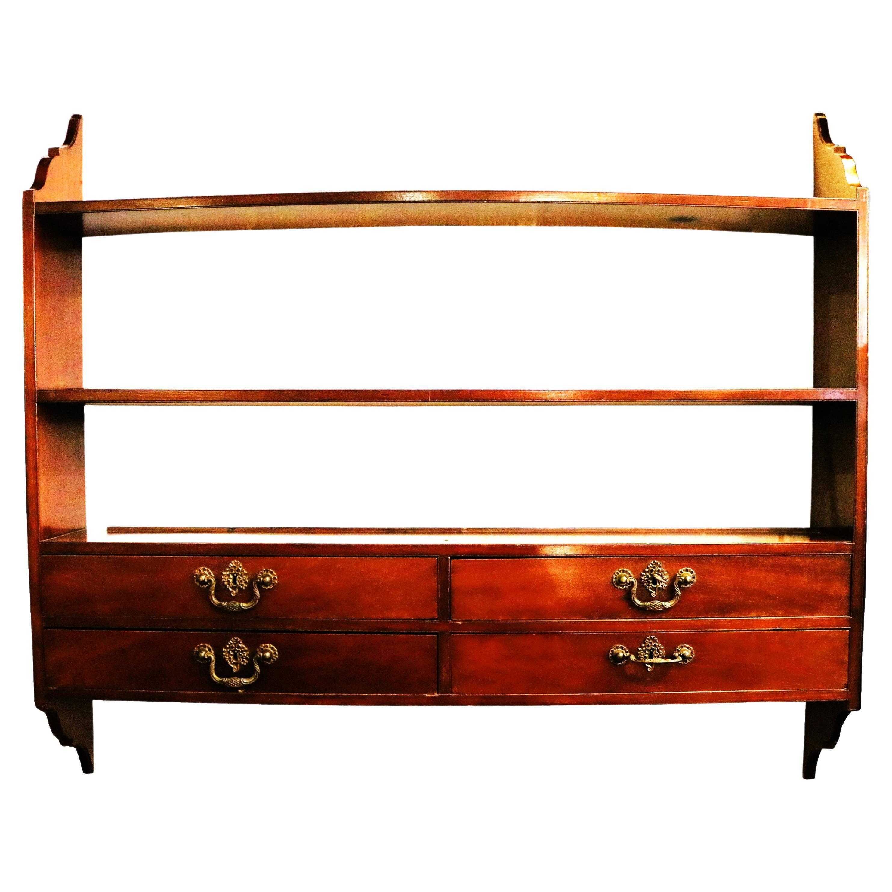 Georgian mahogany open shelves bookcase or display For Sale