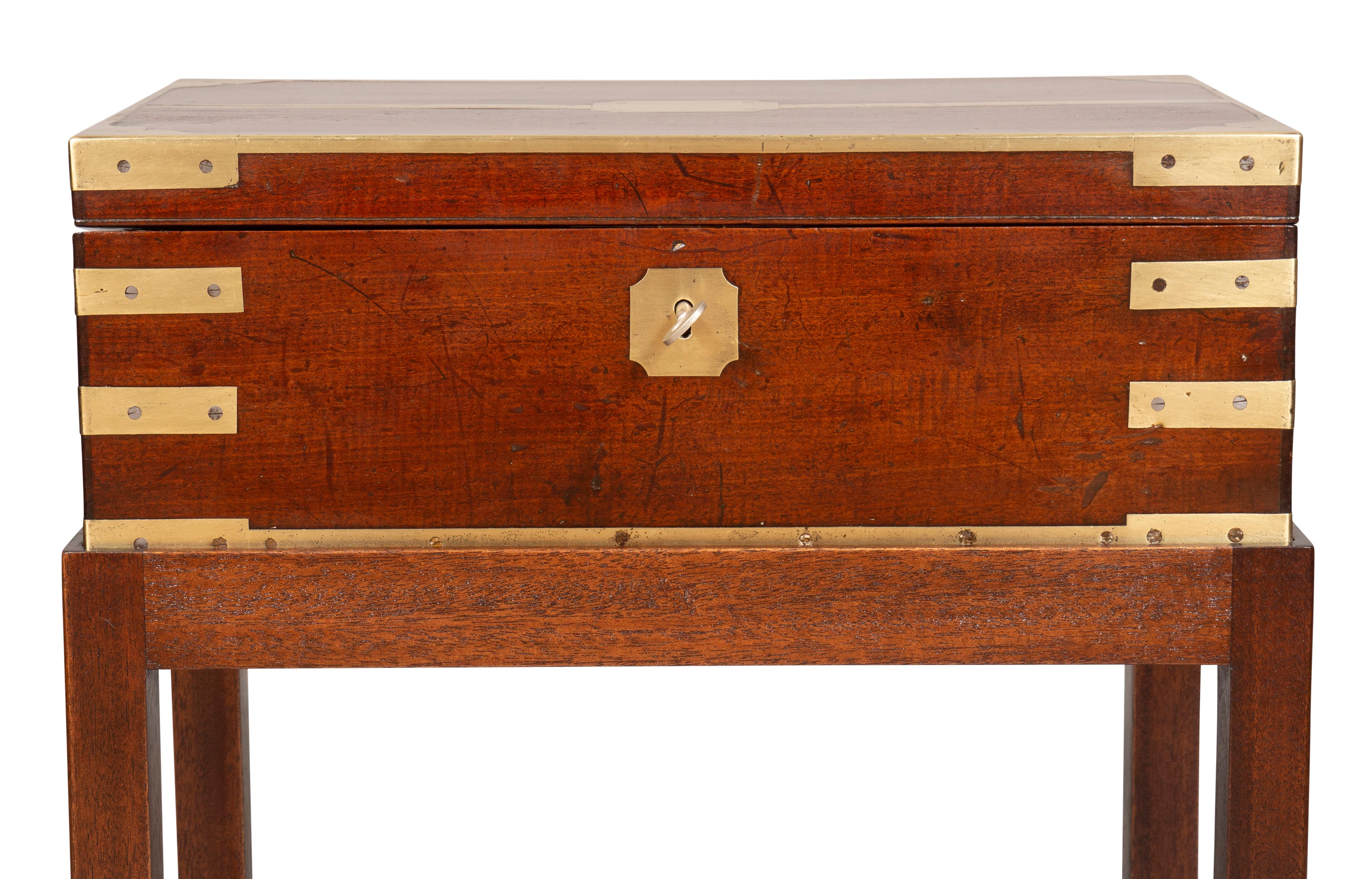 Georgian Mahogany and Brass Bound Campaign Lap Desk on Base 7