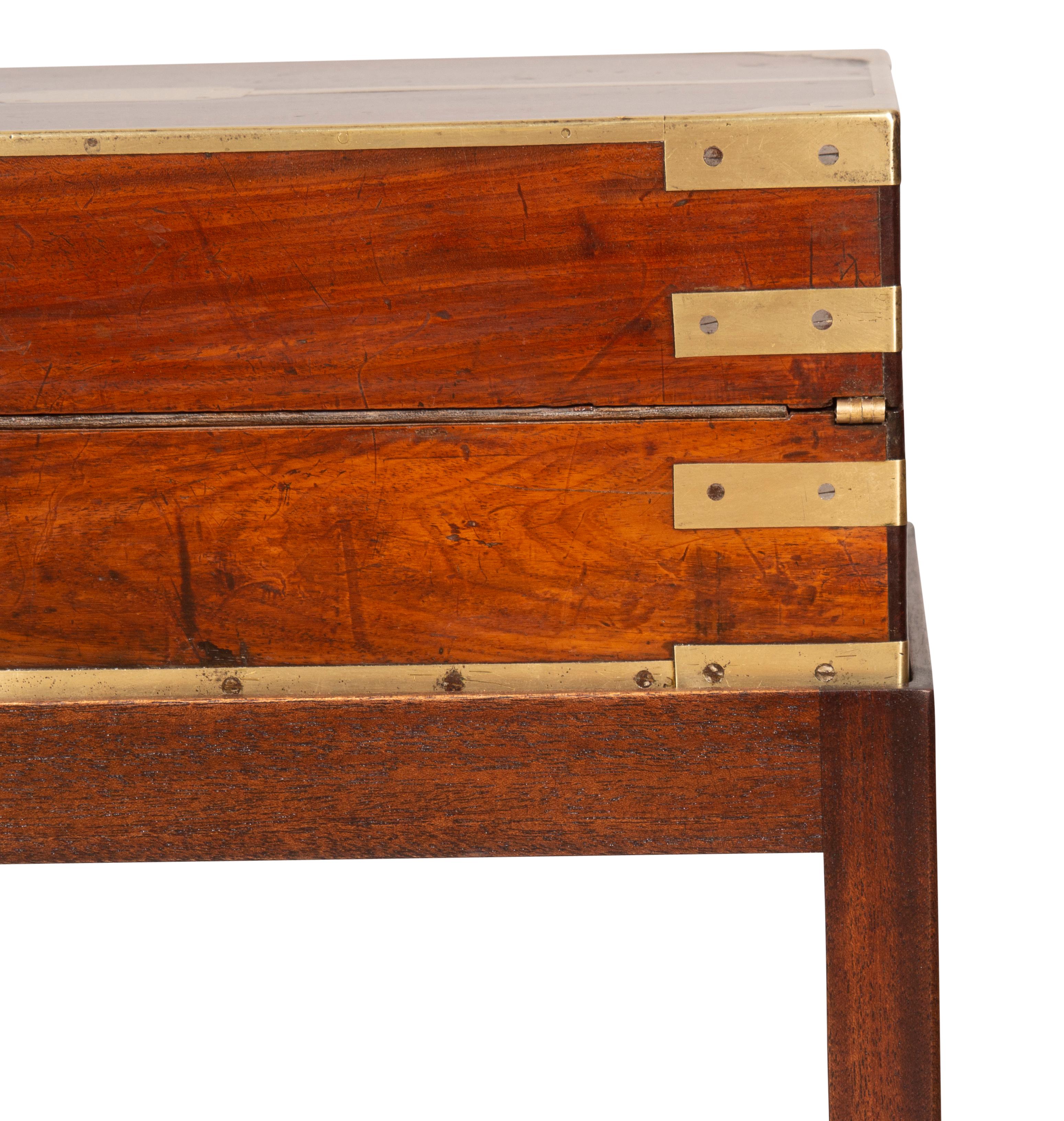 Georgian Mahogany and Brass Bound Campaign Lap Desk on Base 2