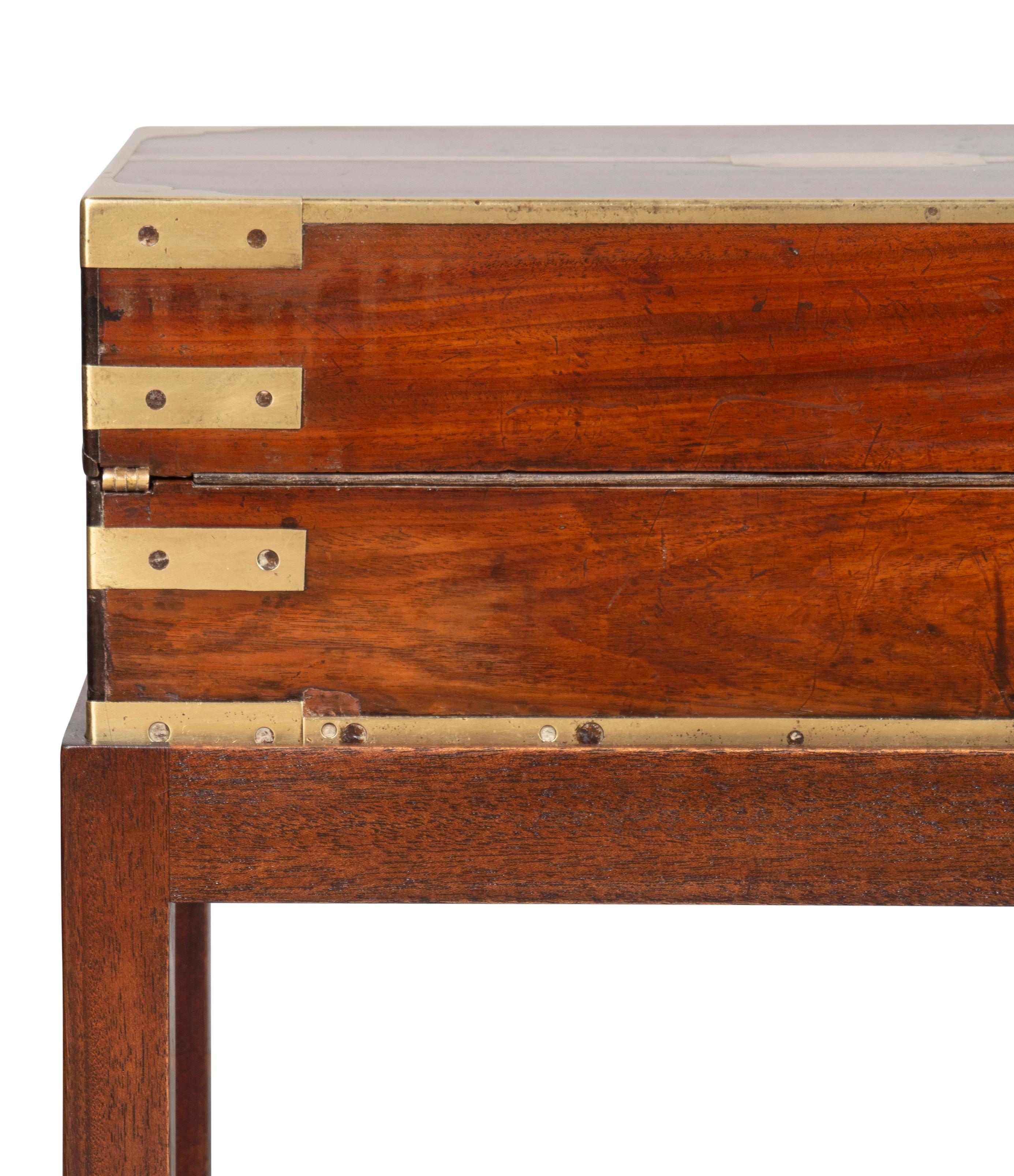 Georgian Mahogany and Brass Bound Campaign Lap Desk on Base 3