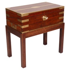 Georgian Mahogany and Brass Bound Campaign Lap Desk on Base