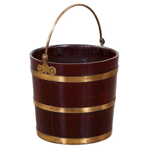 Georgian Mahogany and Brass Peat Bucket For Sale