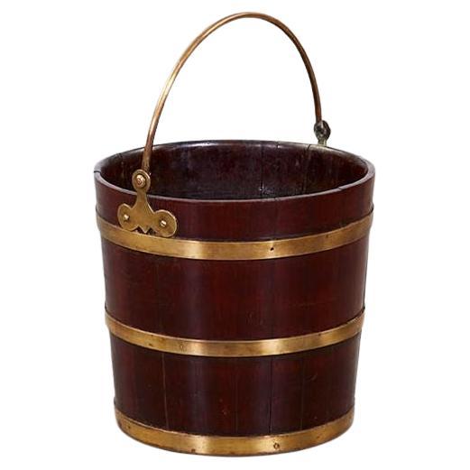 Secchio per torba georgiano in mogano e ottone