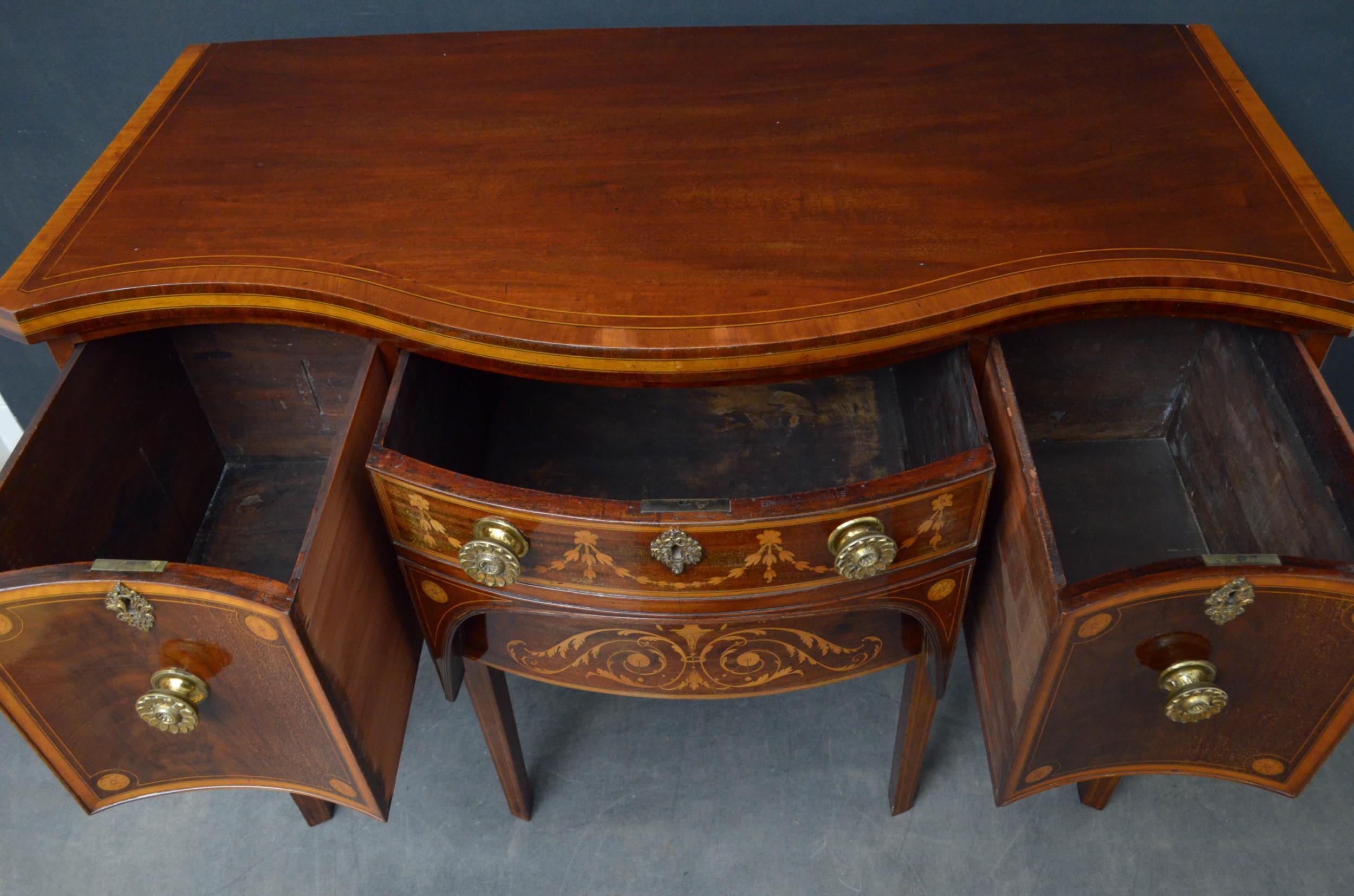 19th Century Georgian Mahogany and Inlaid Sideboard Edwards & Roberts For Sale