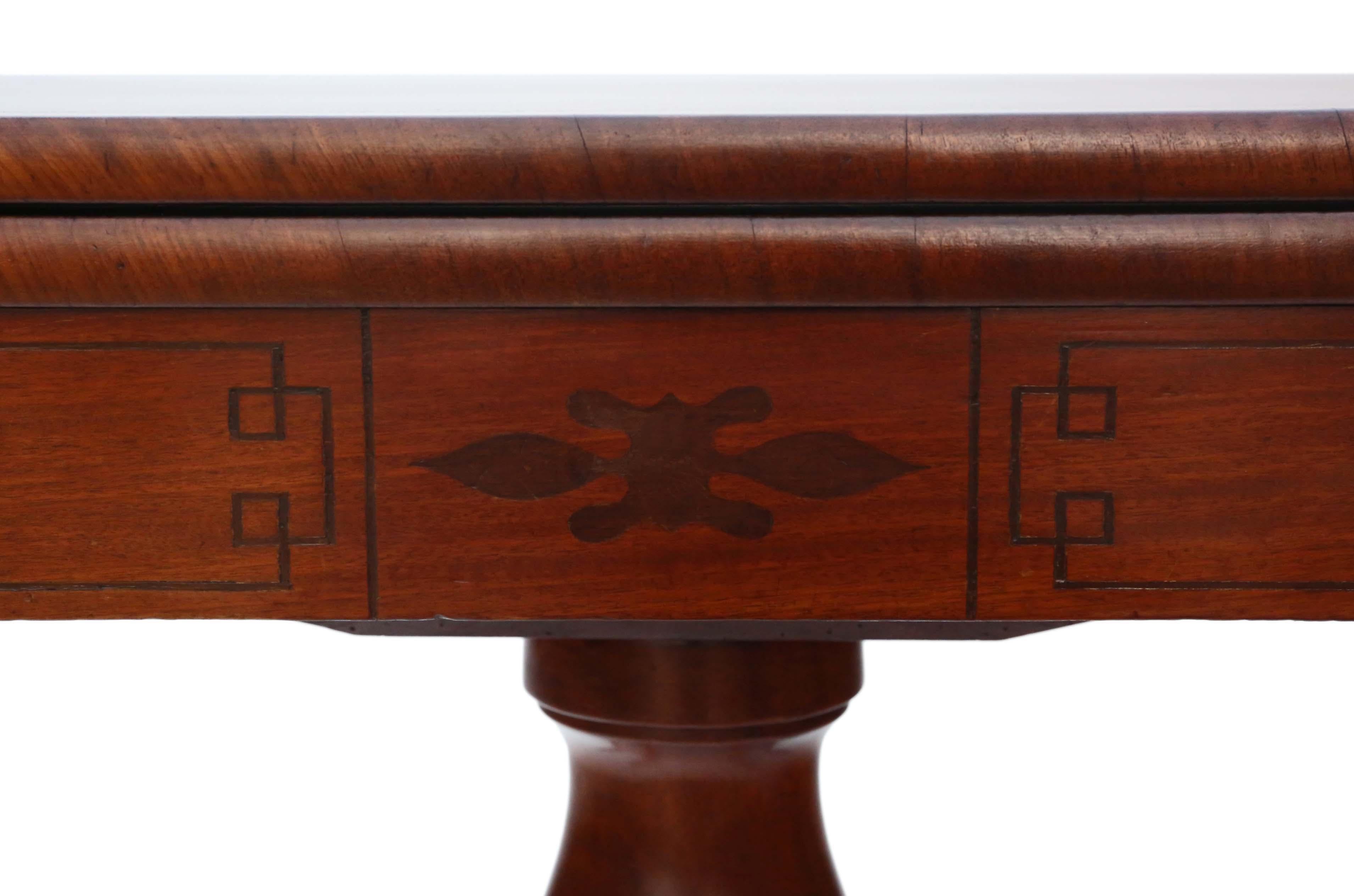 Wood Georgian Mahogany and Rosewood Antique Folding Card Tea Console Table For Sale