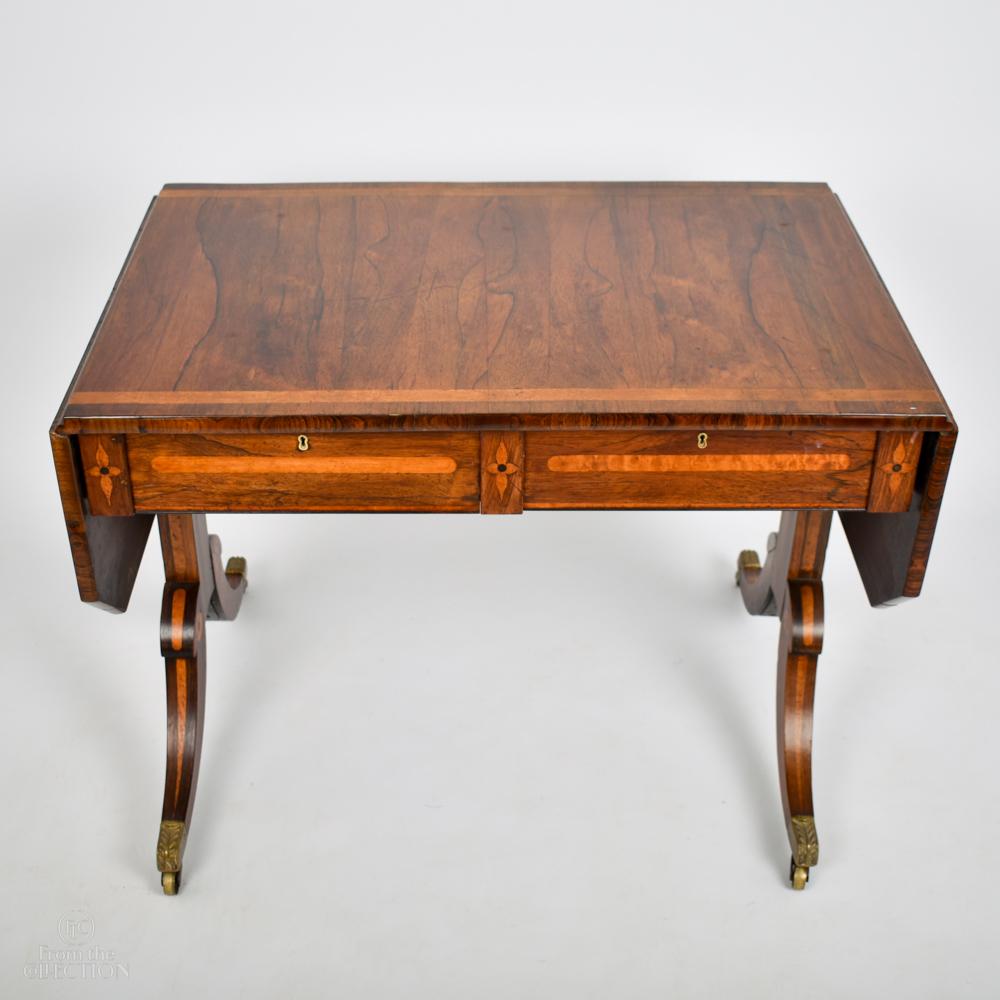 English Georgian, Mahogany and Satinwood, Sofa Table, Circa 1810 For Sale
