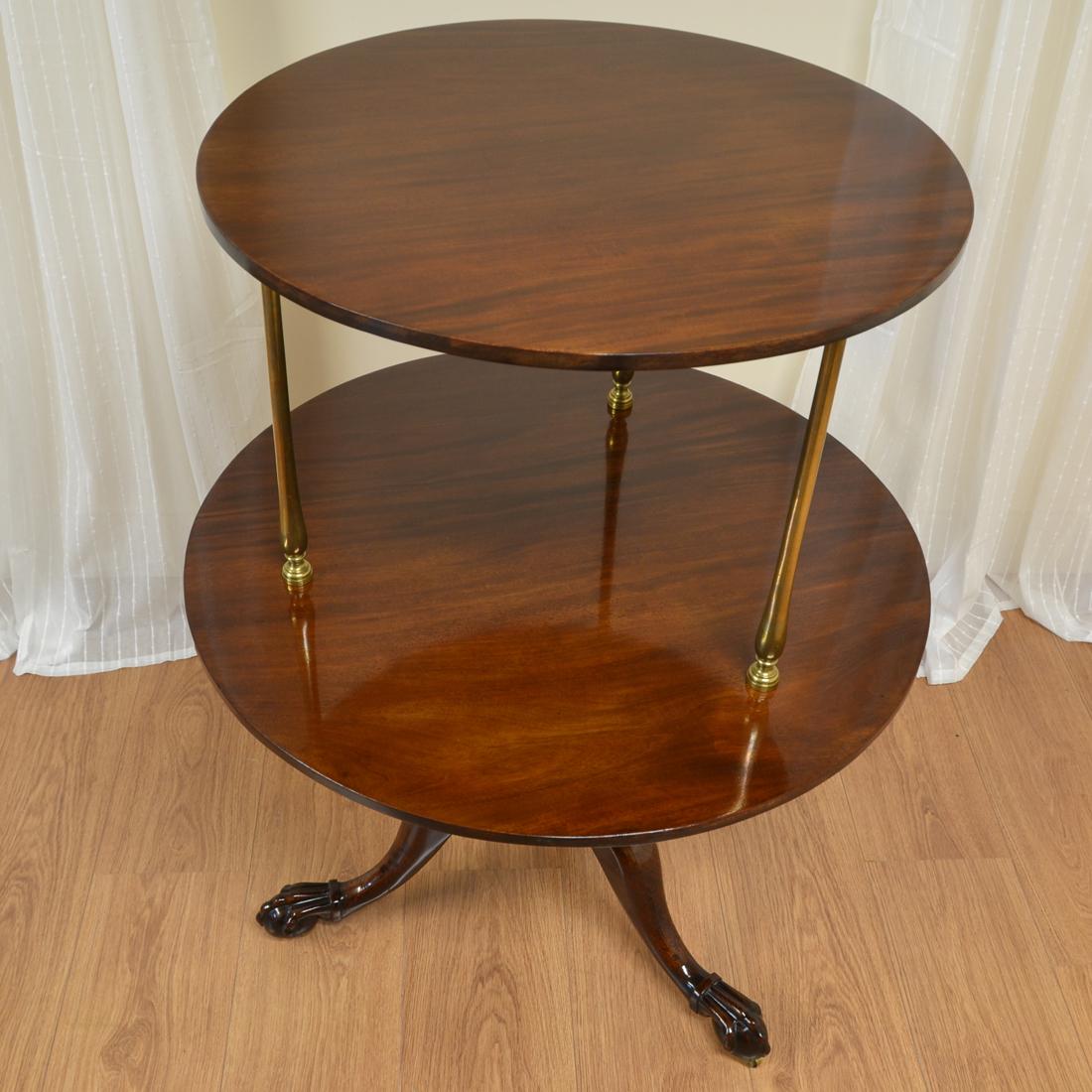 18th Century and Earlier 18th Century Georgian Mahogany Antique Two Tier Circular Occasional Lamp Table For Sale