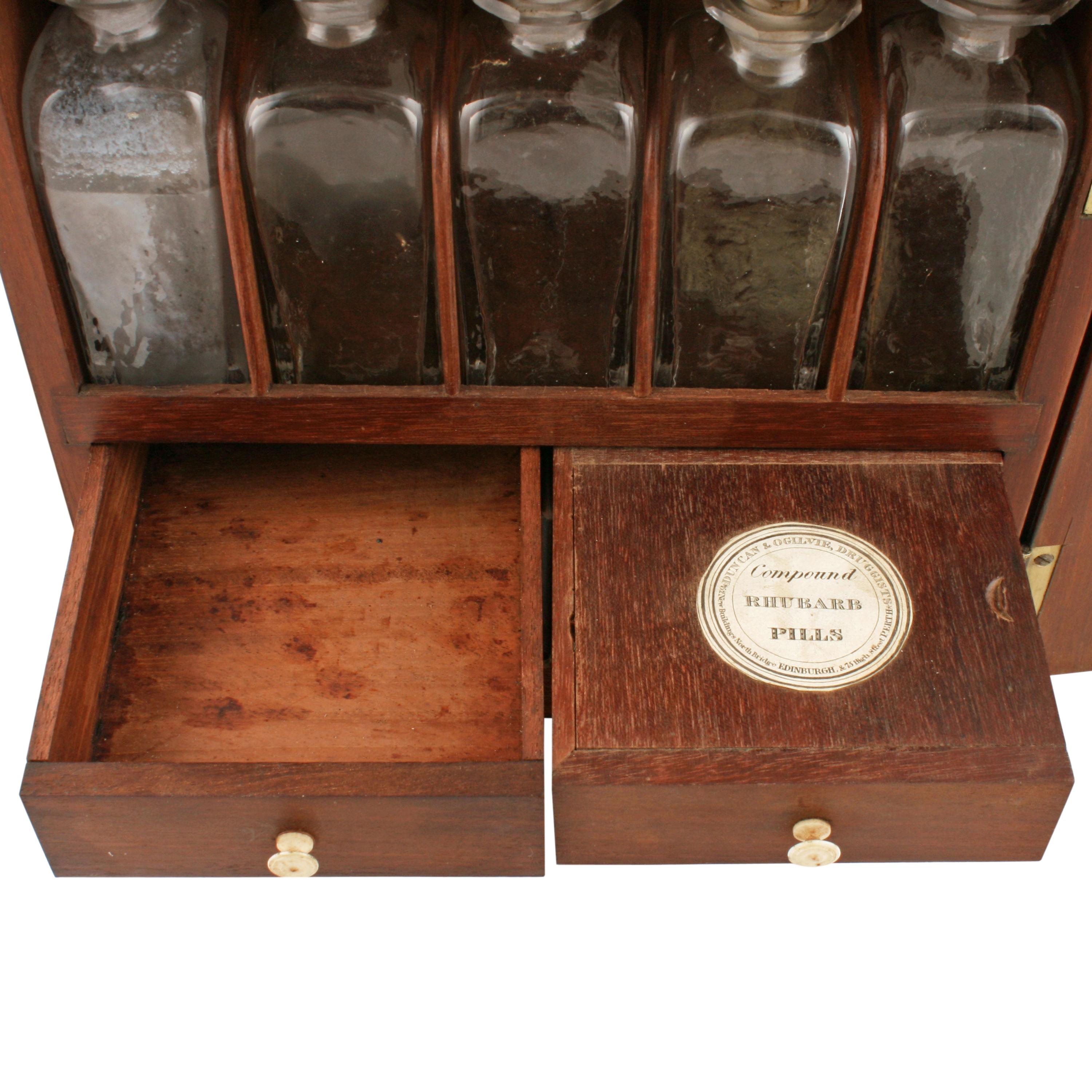 Brass Georgian Mahogany Apothecary Cabinet