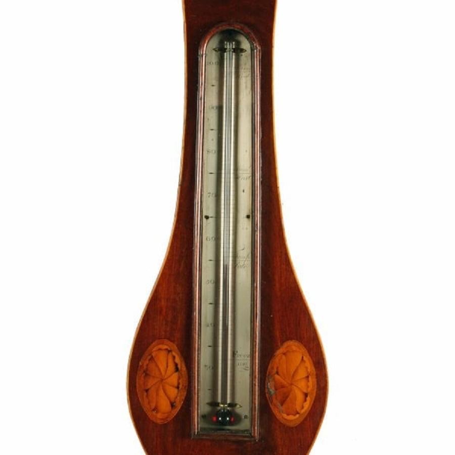 Georgian Mahogany Barometer & Thermometer, 19th Century In Good Condition For Sale In London, GB