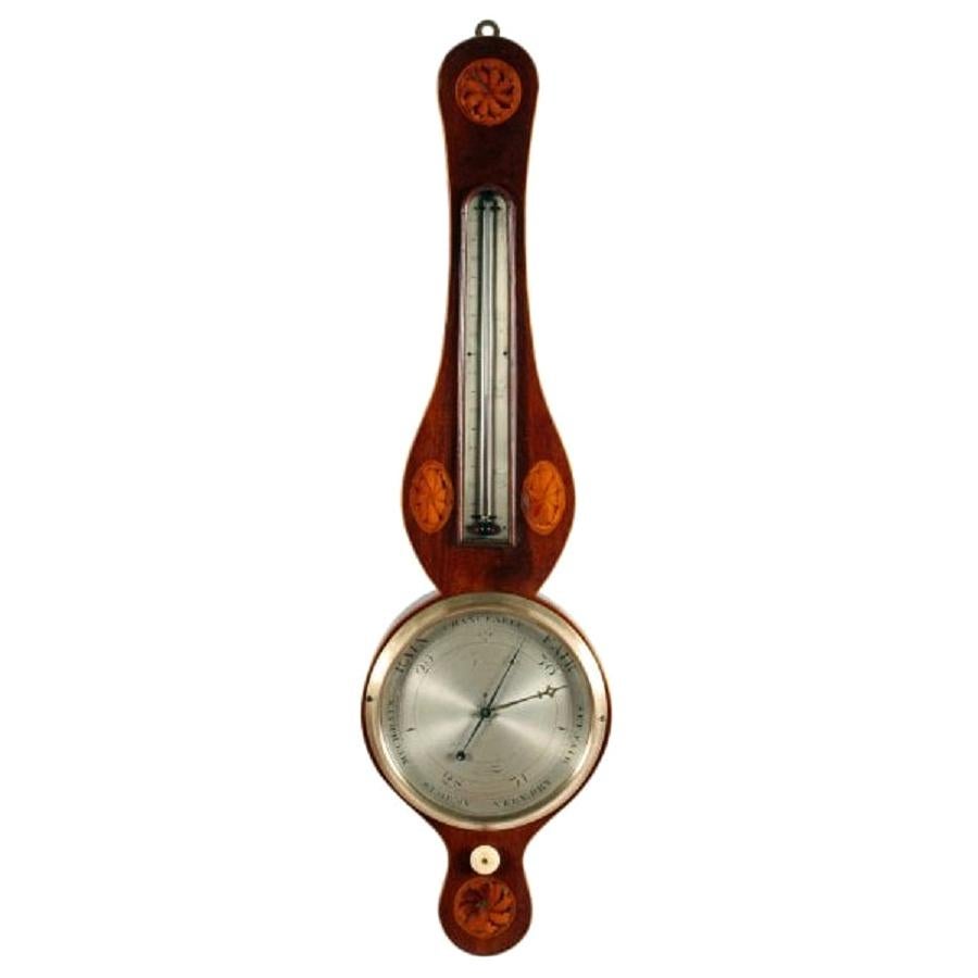 Georgian Mahogany Barometer & Thermometer, 19th Century For Sale