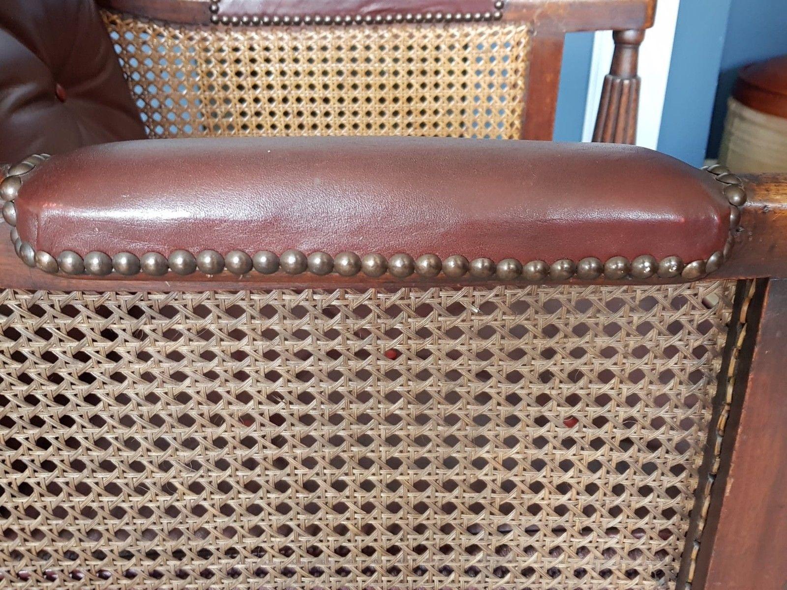 Caning Georgian Mahogany Bergère Armchair