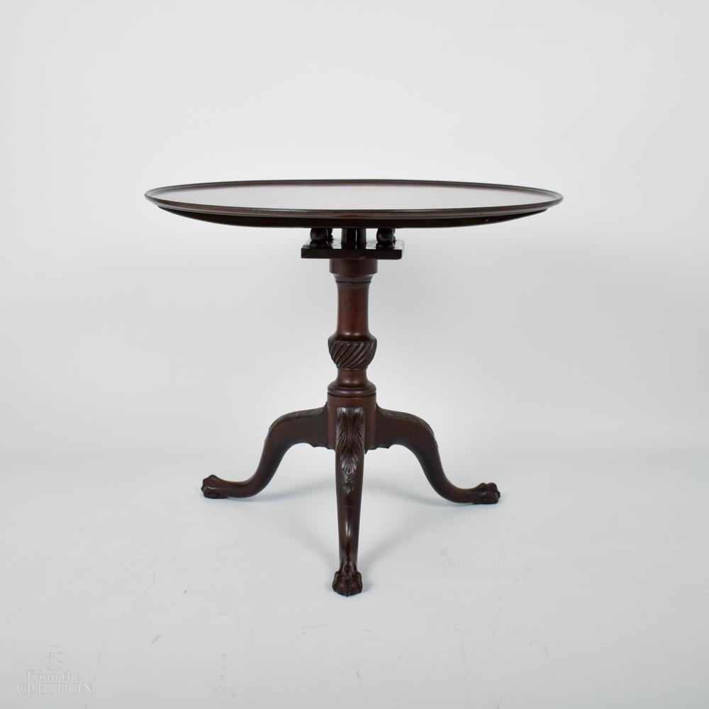 A fine Mahogany pedestal occasional table, George III with the birdcage support beneath the top. Of excellent colour and condition, English 1770.