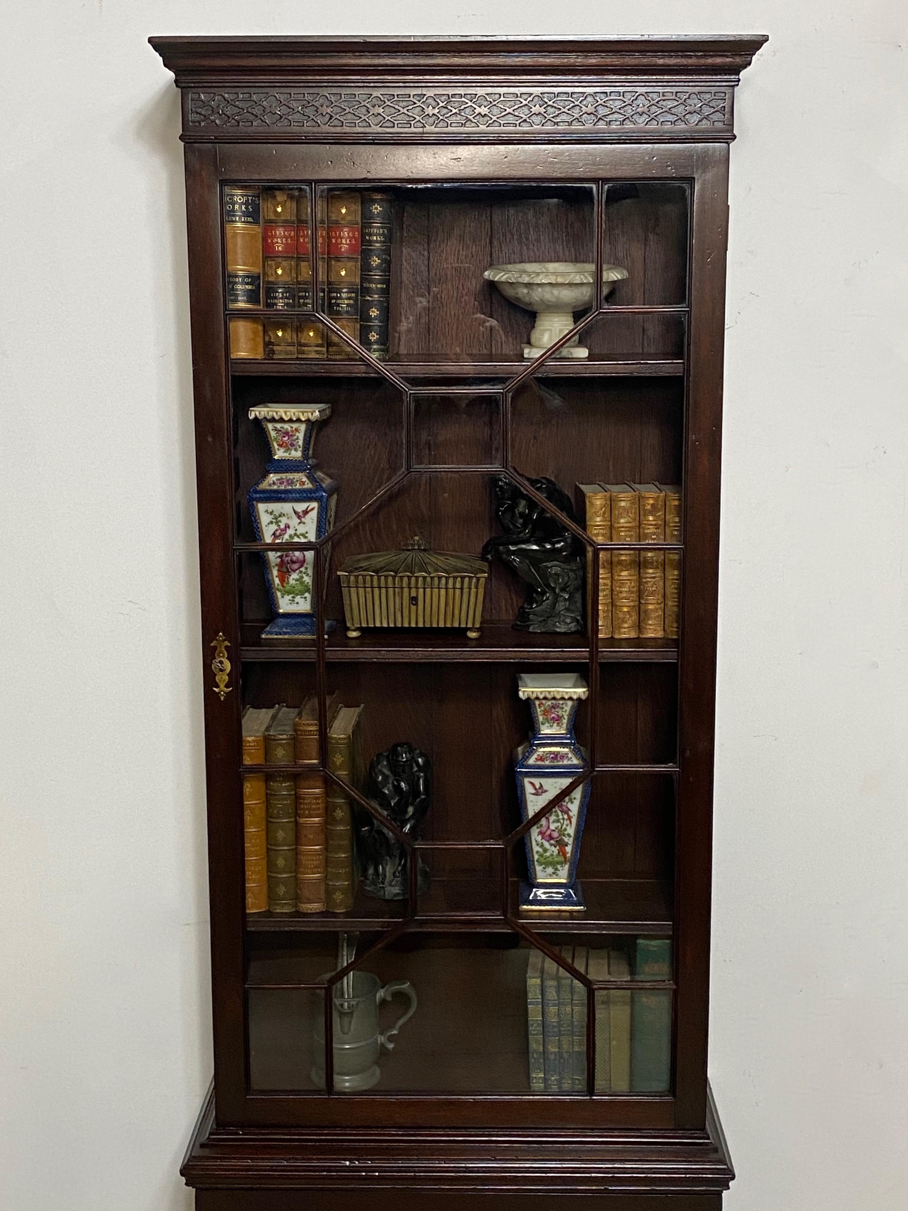 Glass Georgian Mahogany Bookcase Cabinet, English 19th Century For Sale