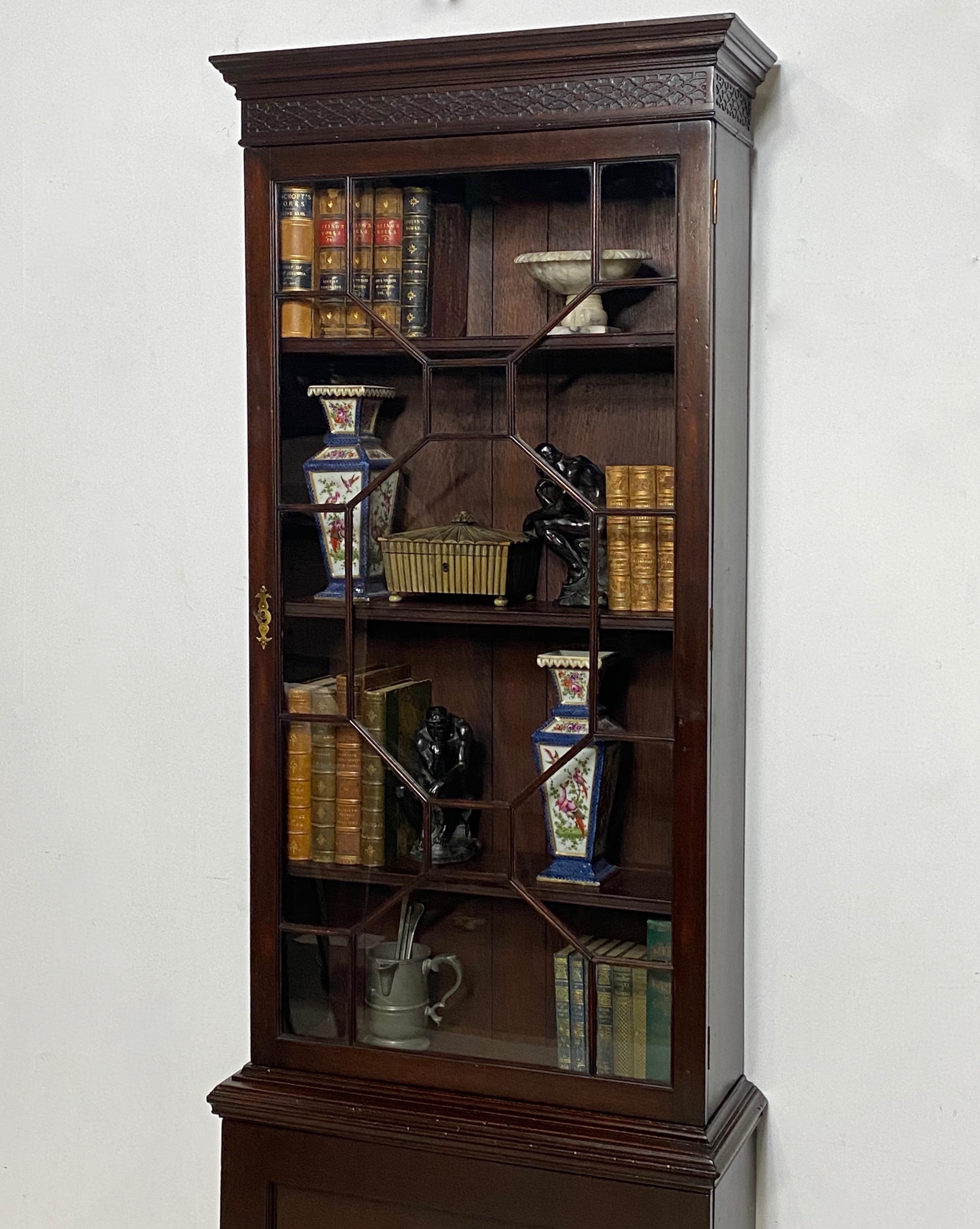 Georgian Mahogany Bookcase Cabinet, English 19th Century For Sale 1