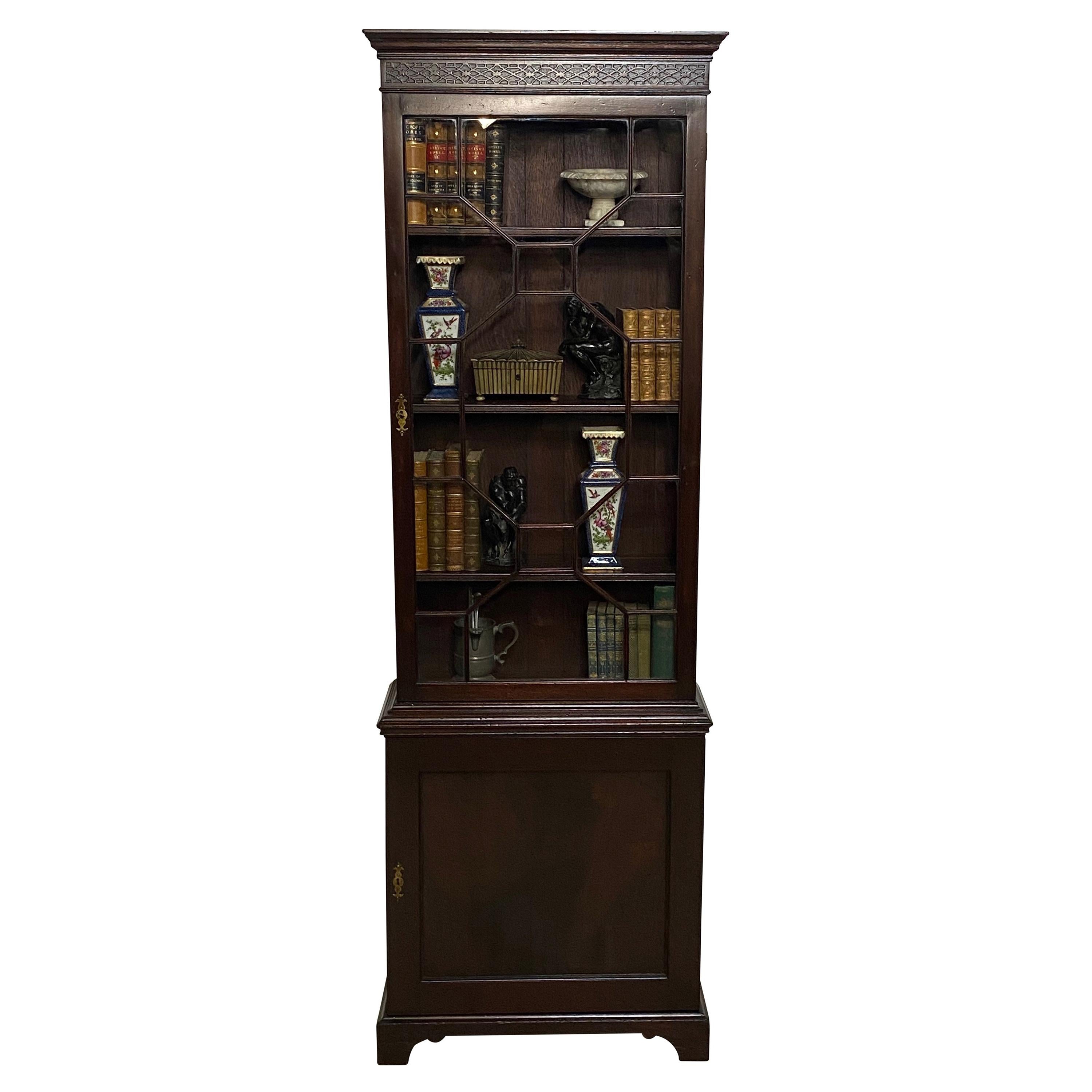 Georgian Mahogany Bookcase Cabinet, English 19th Century For Sale