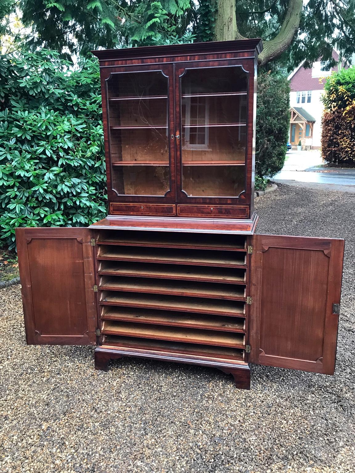 18th Century and Earlier Georgian Mahogany Bookcase and Cupboard