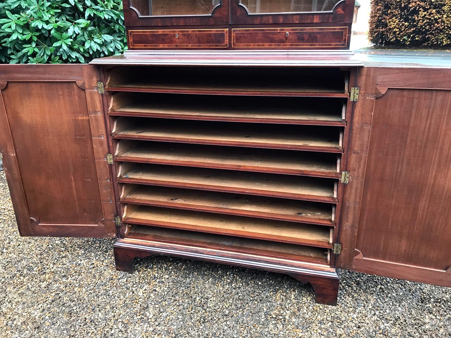 Georgian Mahogany Bookcase and Cupboard 1