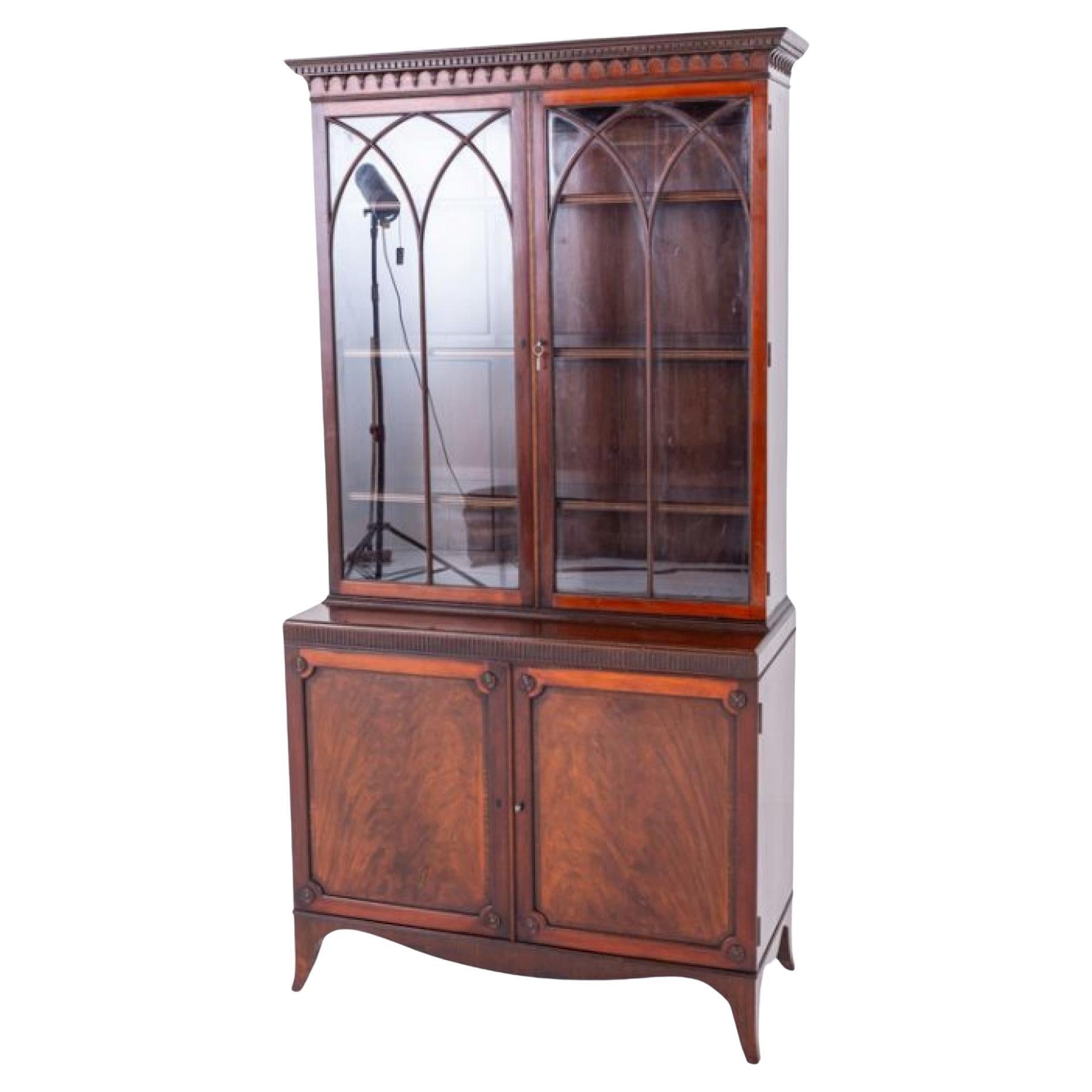 Georgian Mahogany Bookcase Revival Library Cabinet