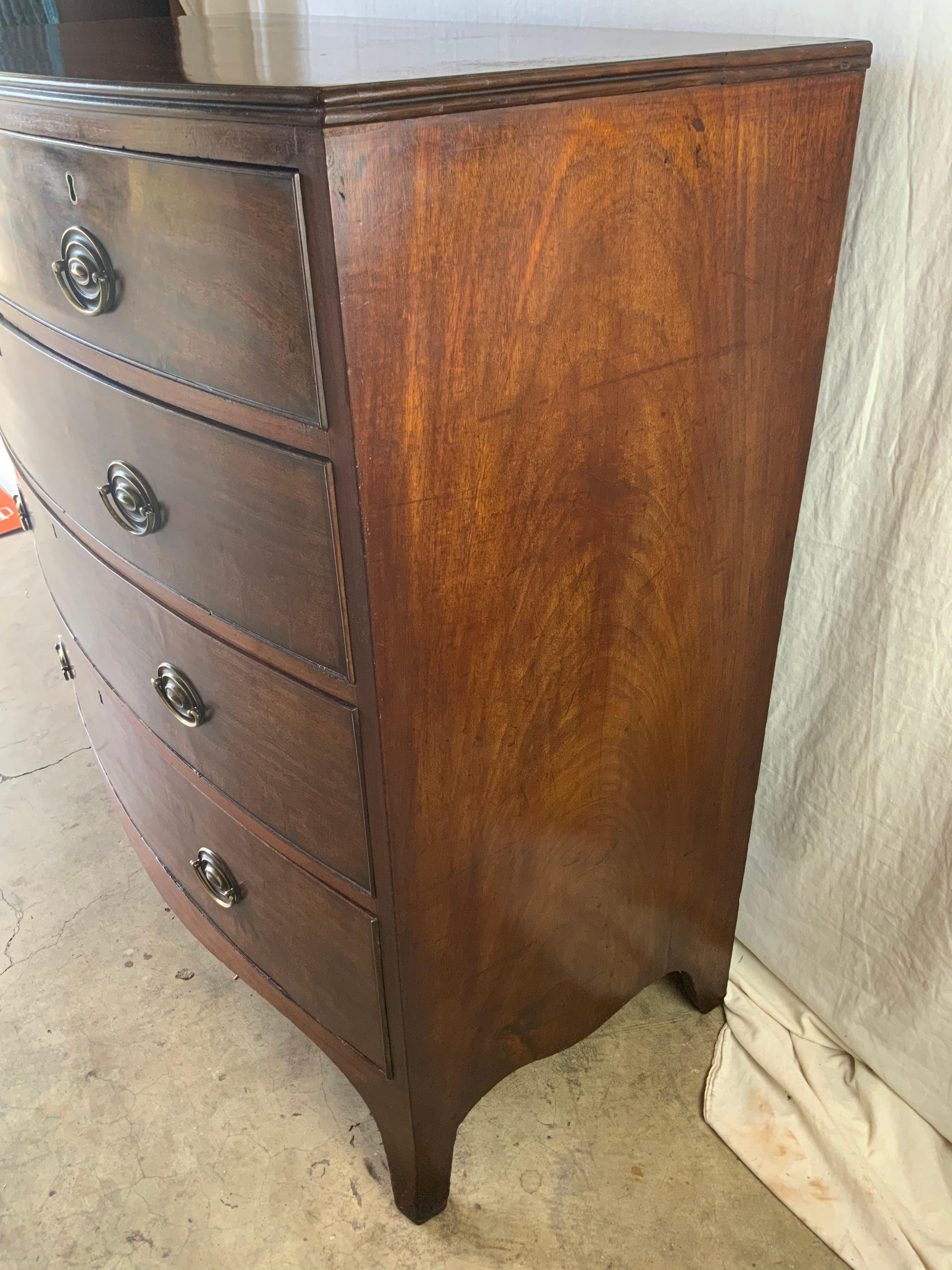 English Georgian Mahogany Bow Front Bureau