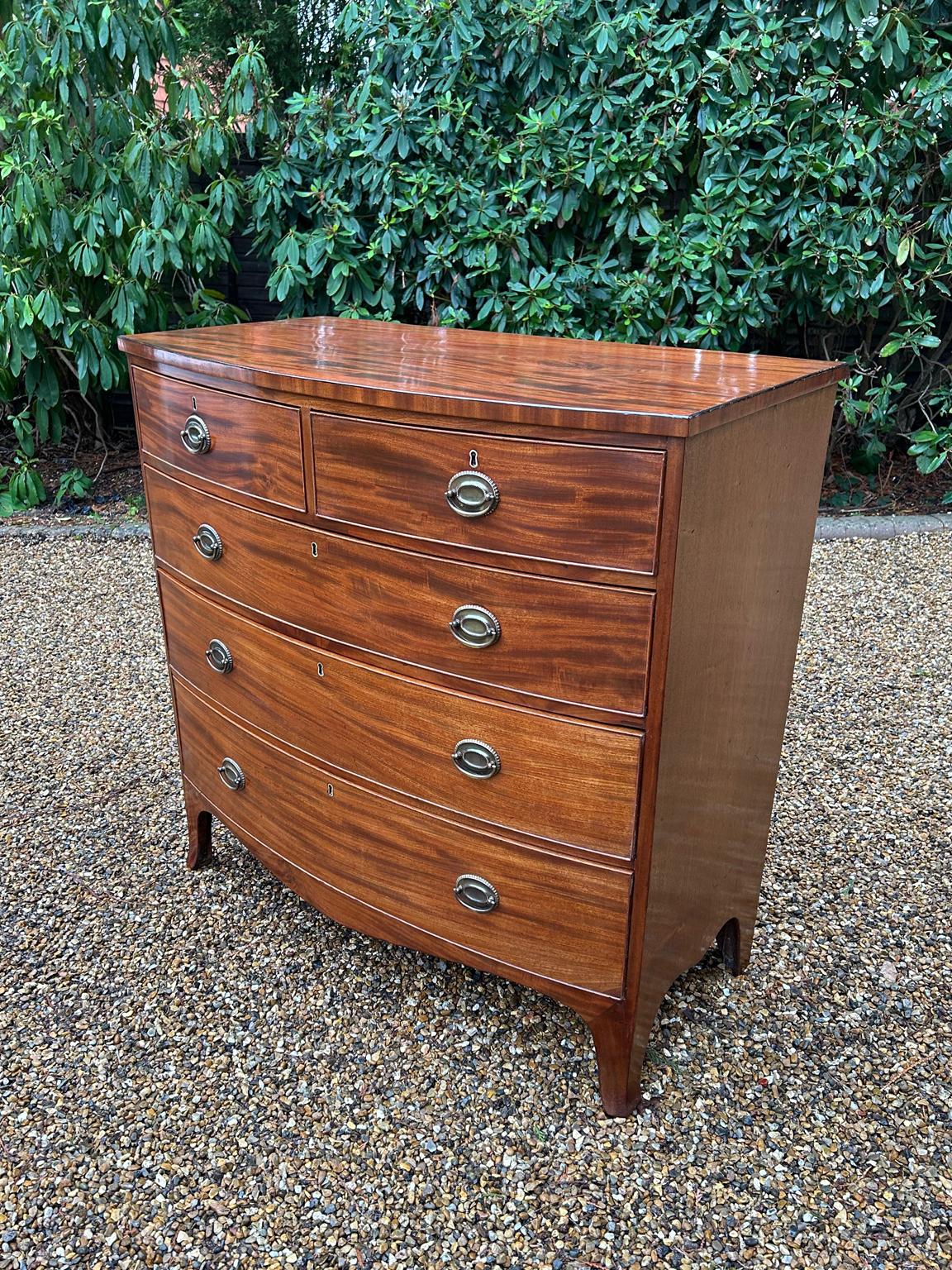 English Georgian Mahogany Bow Front Chest of Drawers
