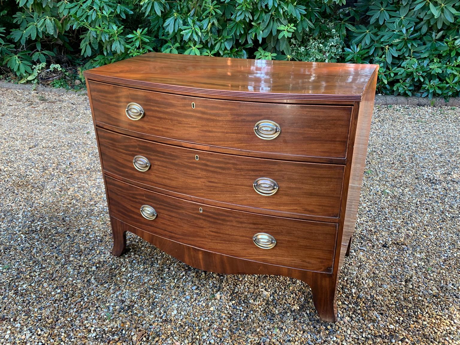 English Georgian Mahogany Bow Front Chest of Drawers