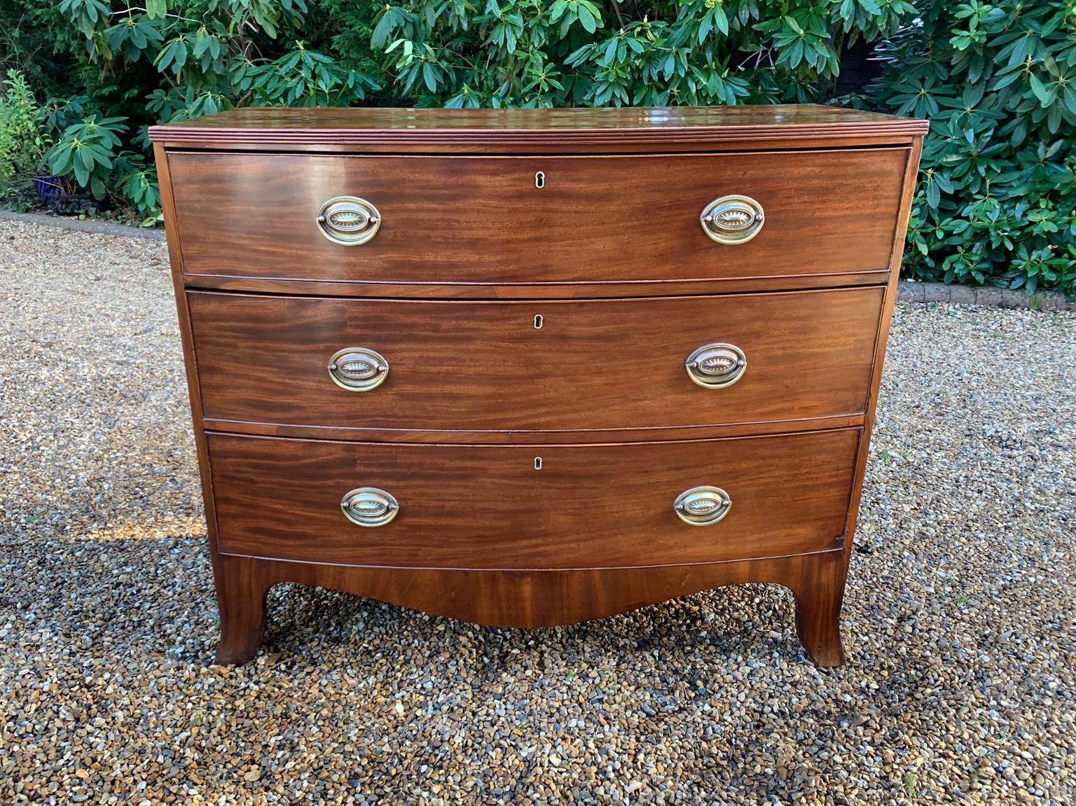 Hand-Crafted Georgian Mahogany Bow Front Chest of Drawers