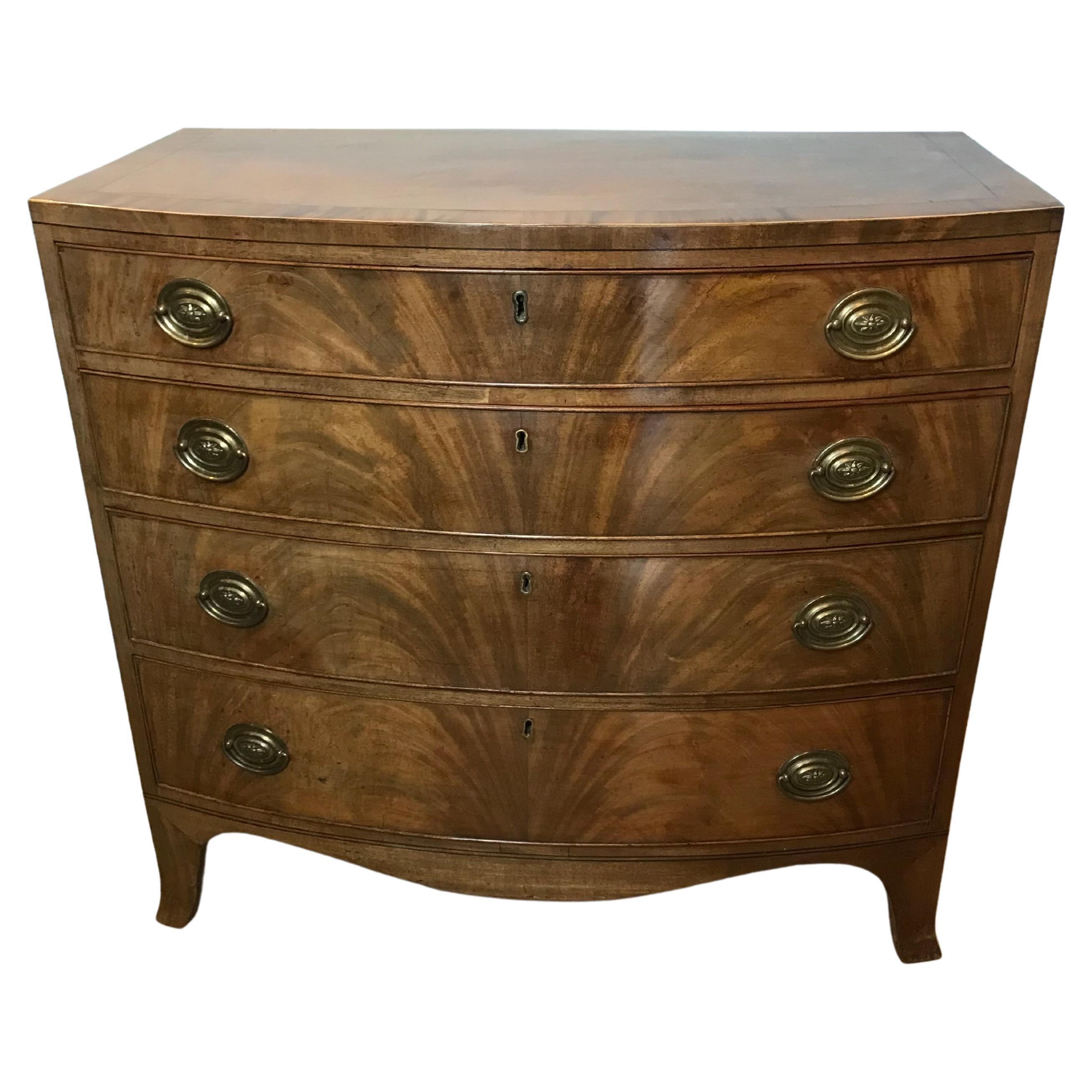Georgian Mahogany Bow Front Chest of Drawers For Sale