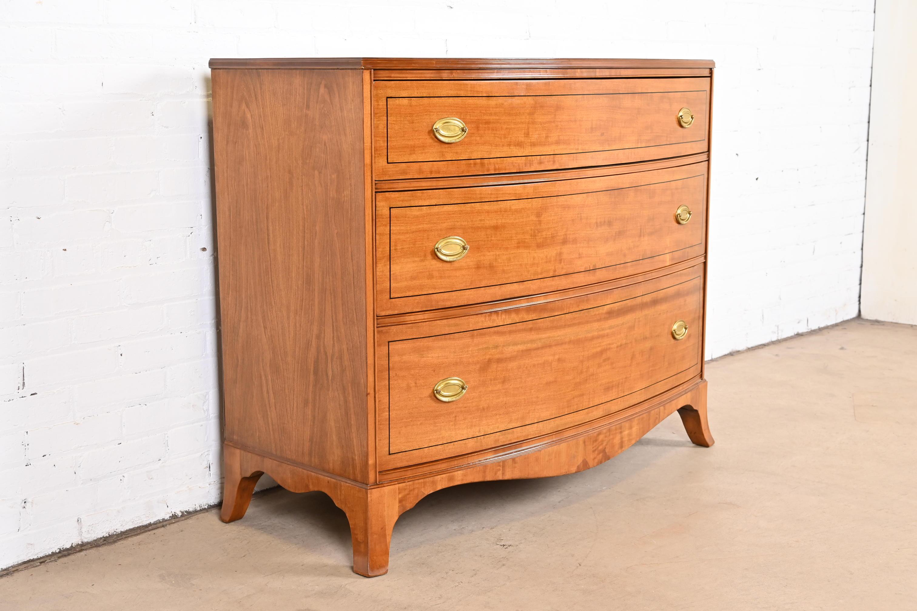 20th Century Georgian Mahogany Bow Front Chest of Drawers in the Manner of Baker Furniture