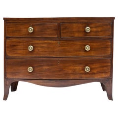 Georgian Mahogany Bow-Front Chest of Drawers with Satinwood Inlay, ca. 1820